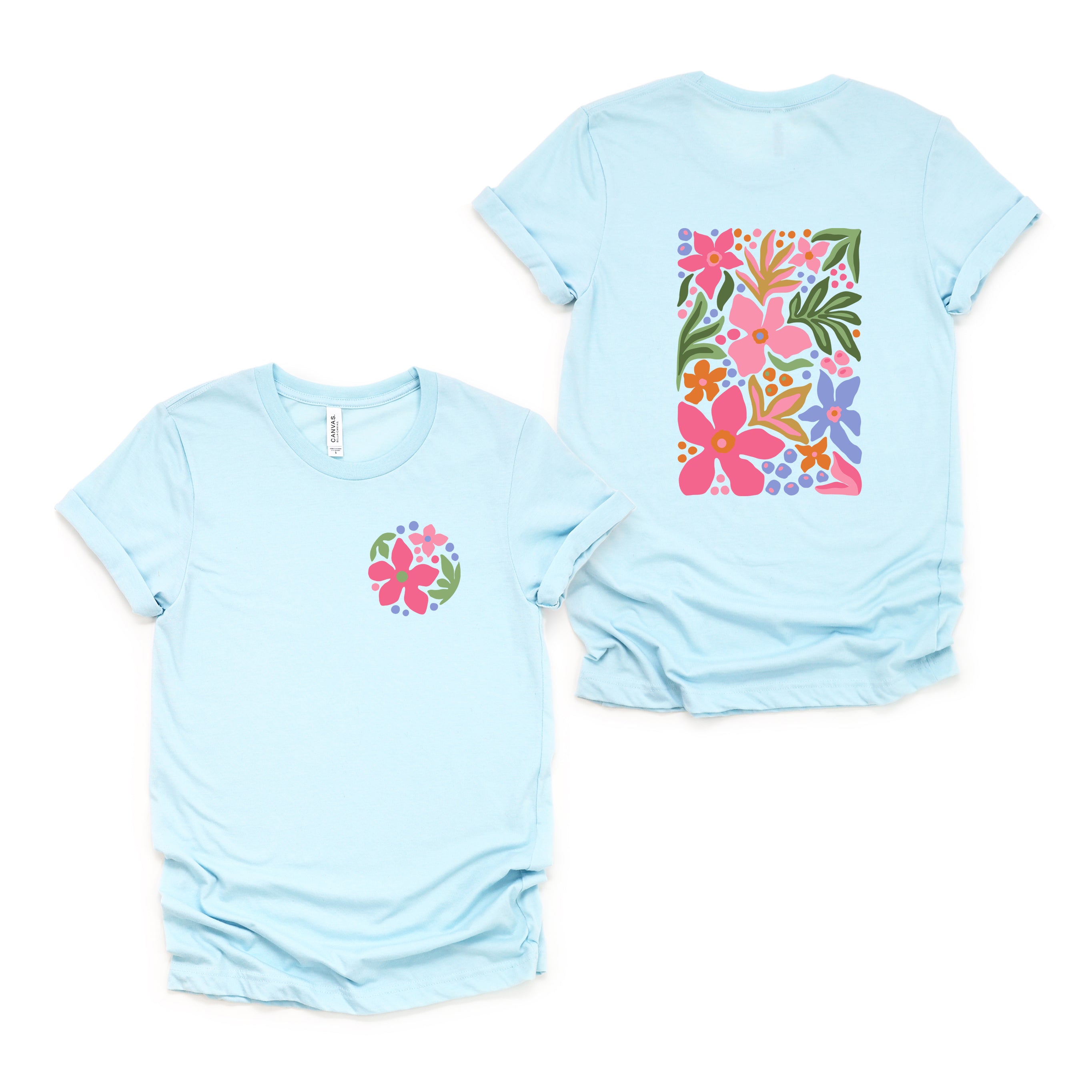 Pastel Flowers | Front & Back Short Sleeve Graphic Tee