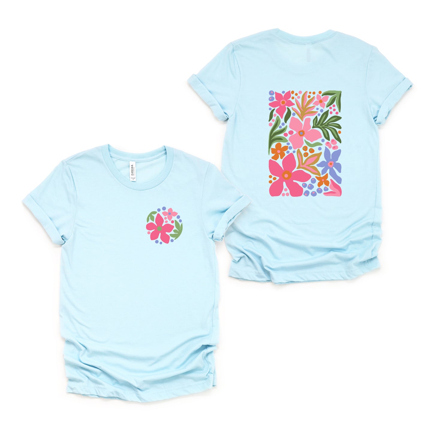 Pastel Flowers | Front & Back Short Sleeve Graphic Tee
