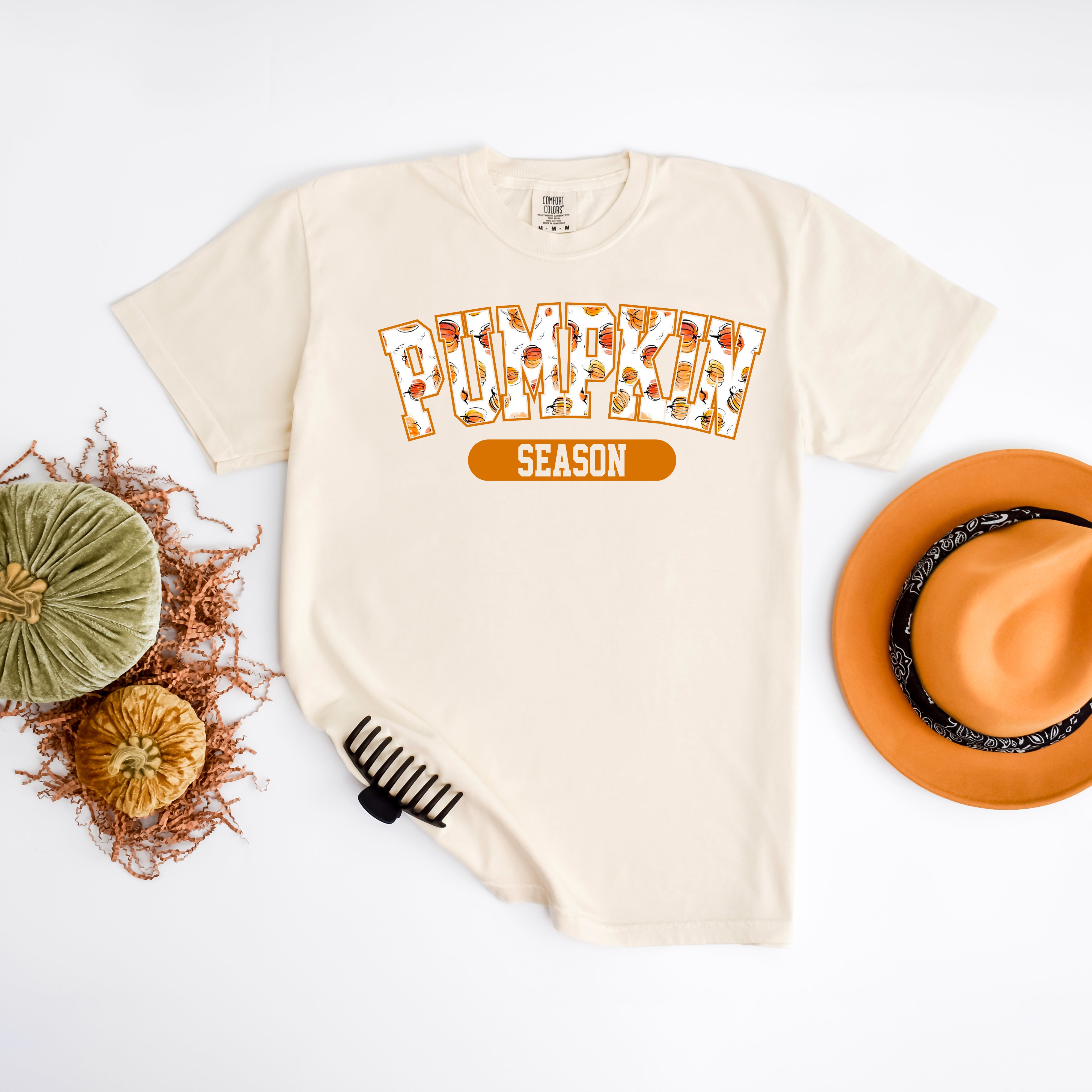 Curved Pumpkin Season Pumpkin | Garment Dyed Tee