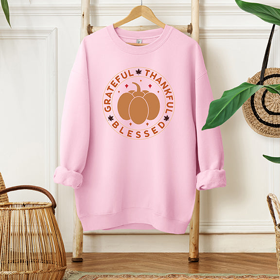 Grateful Thankful Blessed Circle | Sweatshirt