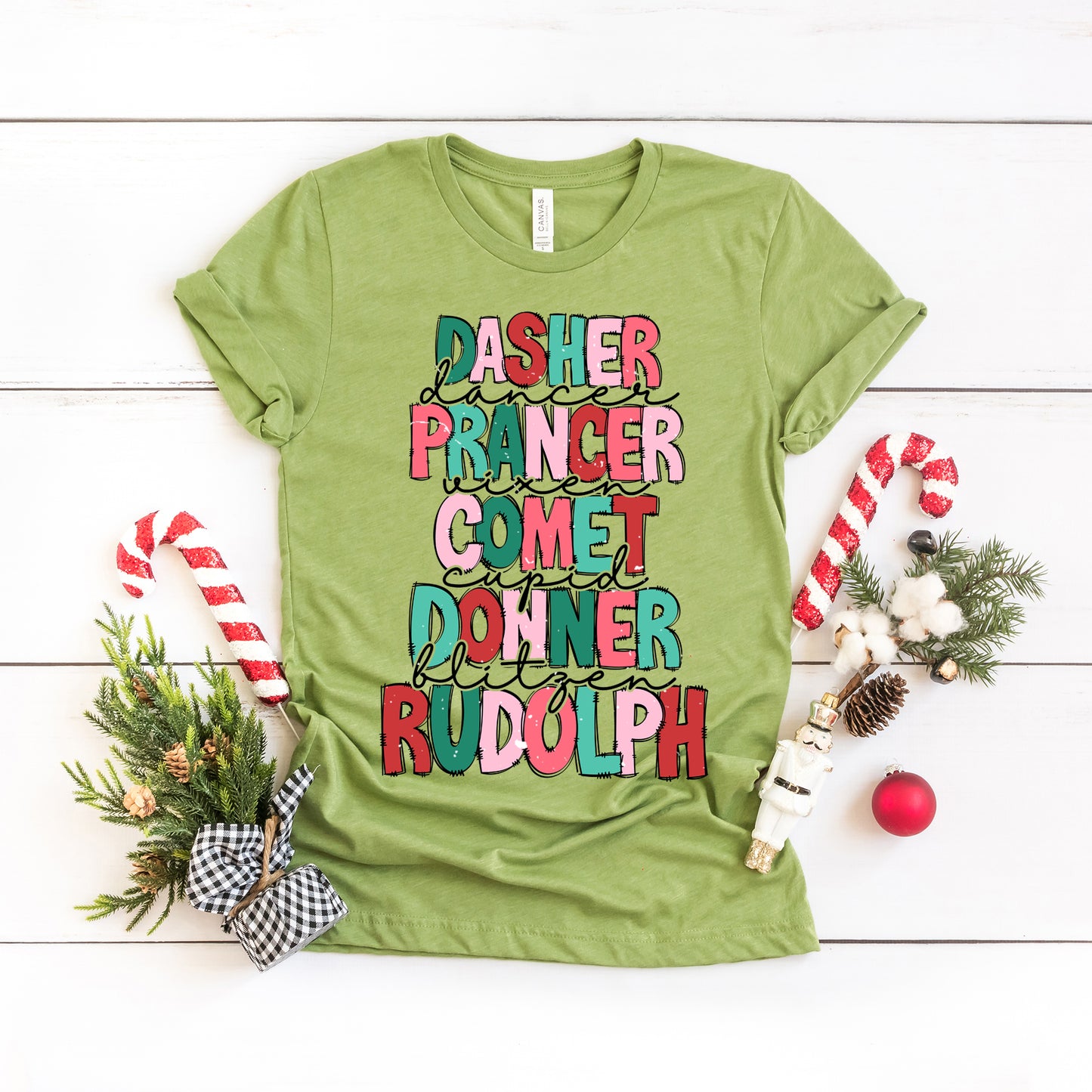Reindeer Stacked | Short Sleeve Crew Neck
