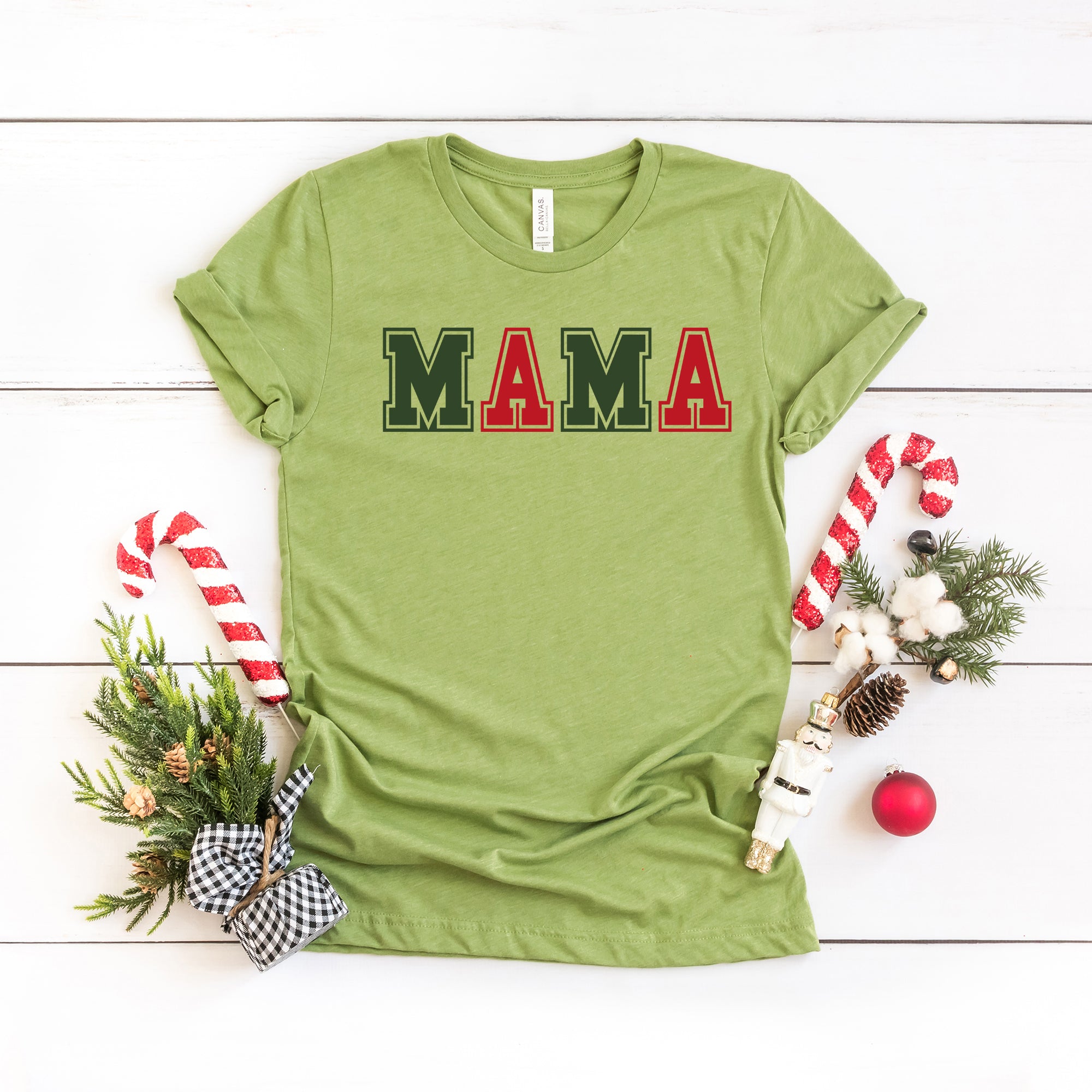 Mama Green and Red Bold | Short Sleeve Crew Neck