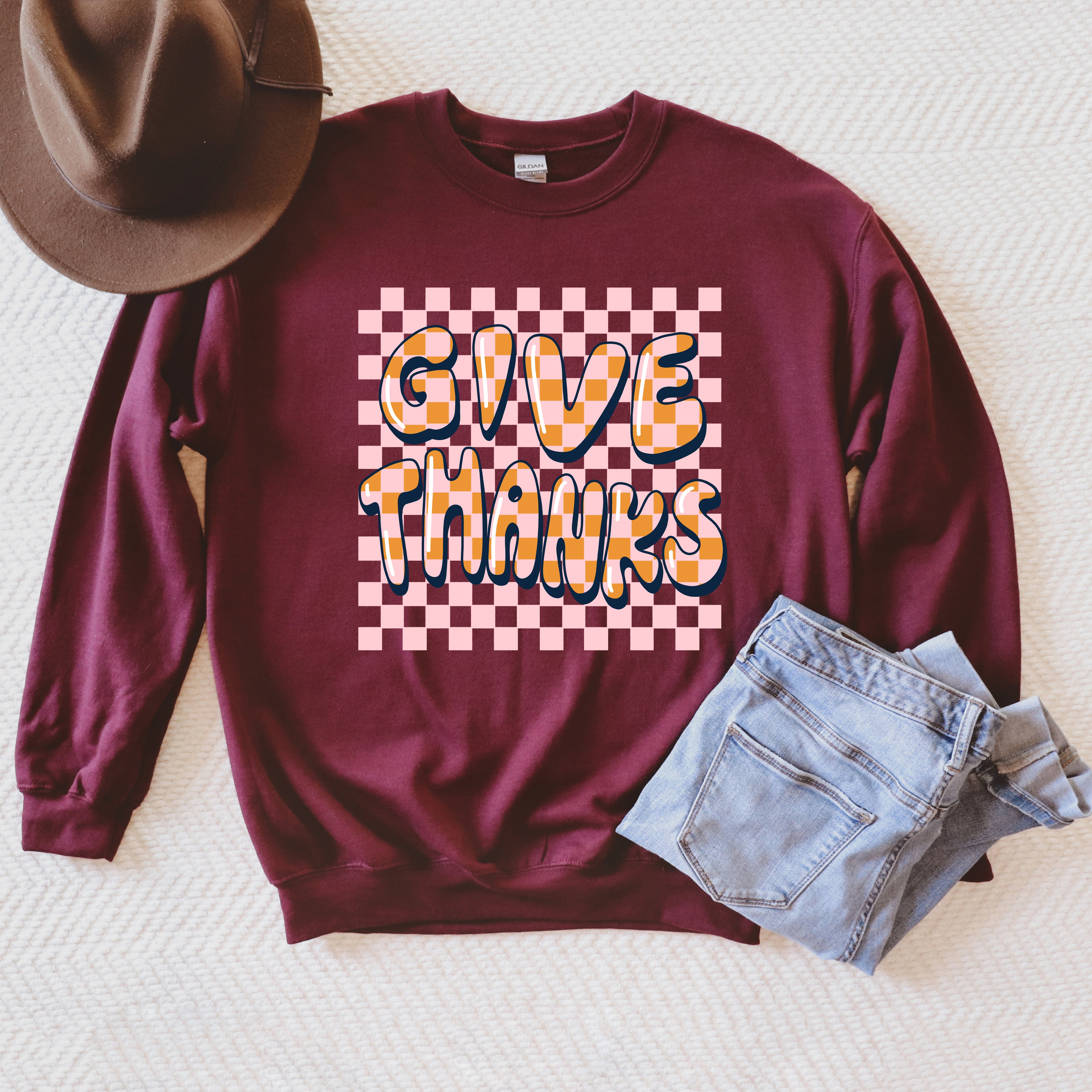 Give Thanks Checkered | Sweatshirt
