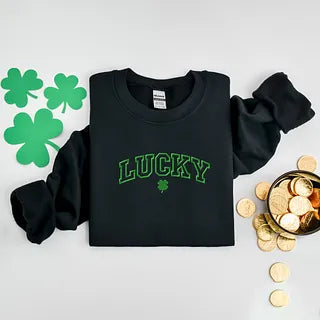 Embroidered Lucky Varsity Clover | Sweatshirt