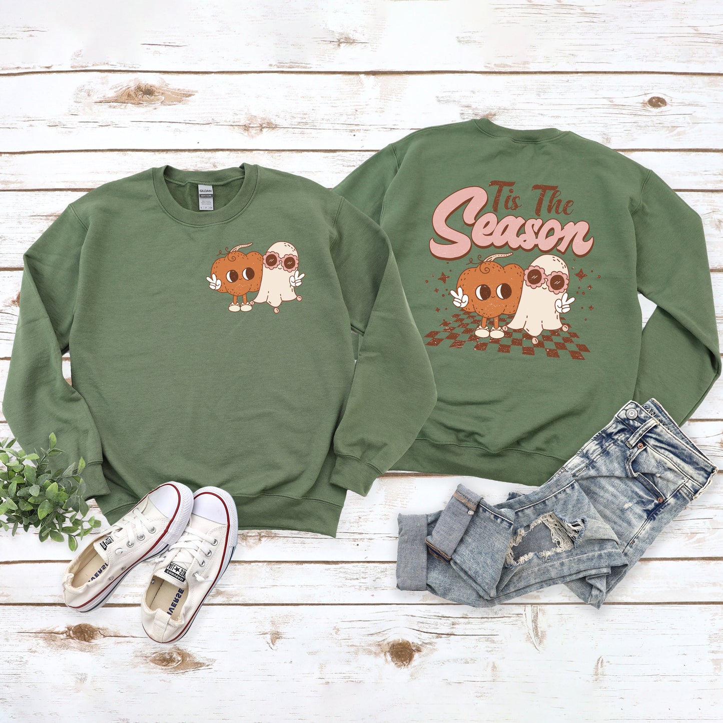 Tis The Season Pumpkin Ghost | Sweatshirt | Front and Back Ink