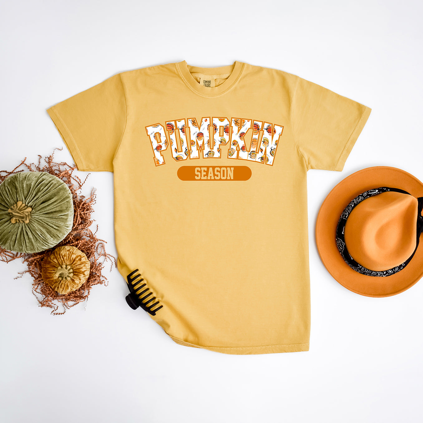 Curved Pumpkin Season Pumpkin | Garment Dyed Tee