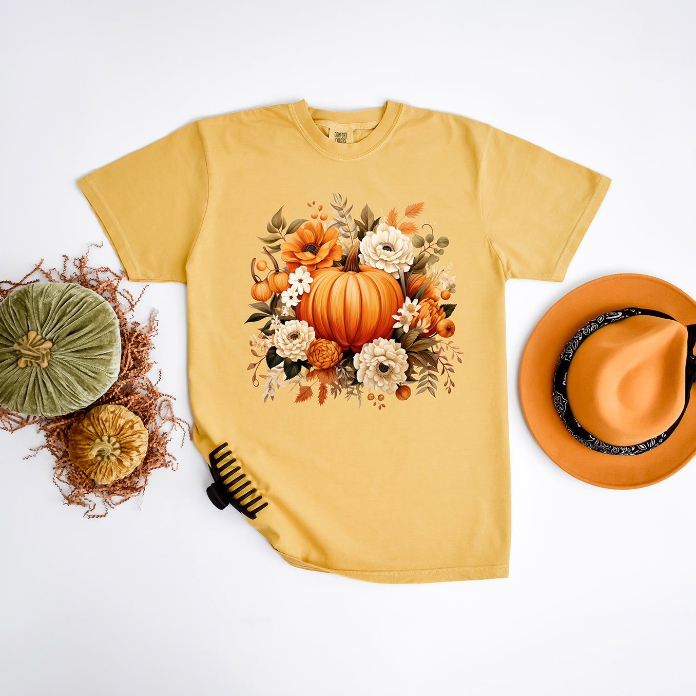 Pumpkin Floral Arrangement | Garment Dyed Tee