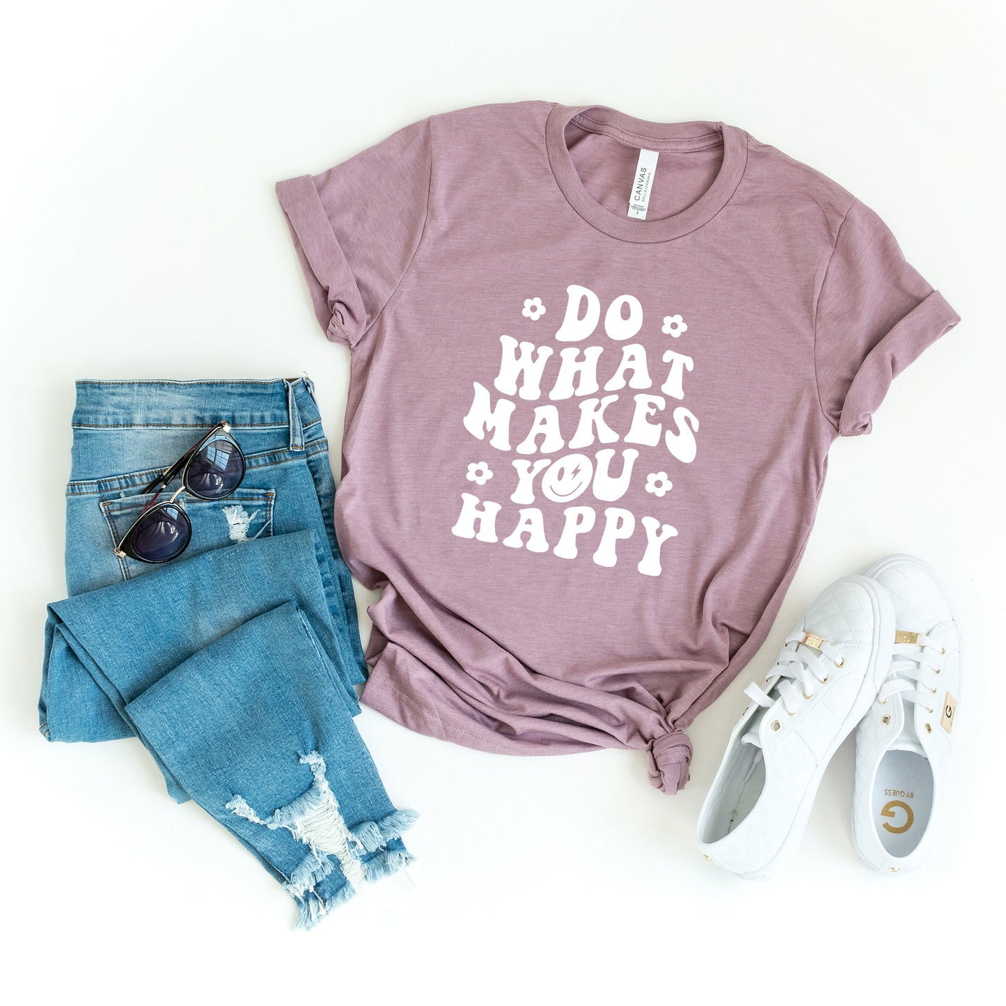 Makes You Happy Smiley Face | Short Sleeve Graphic Tee