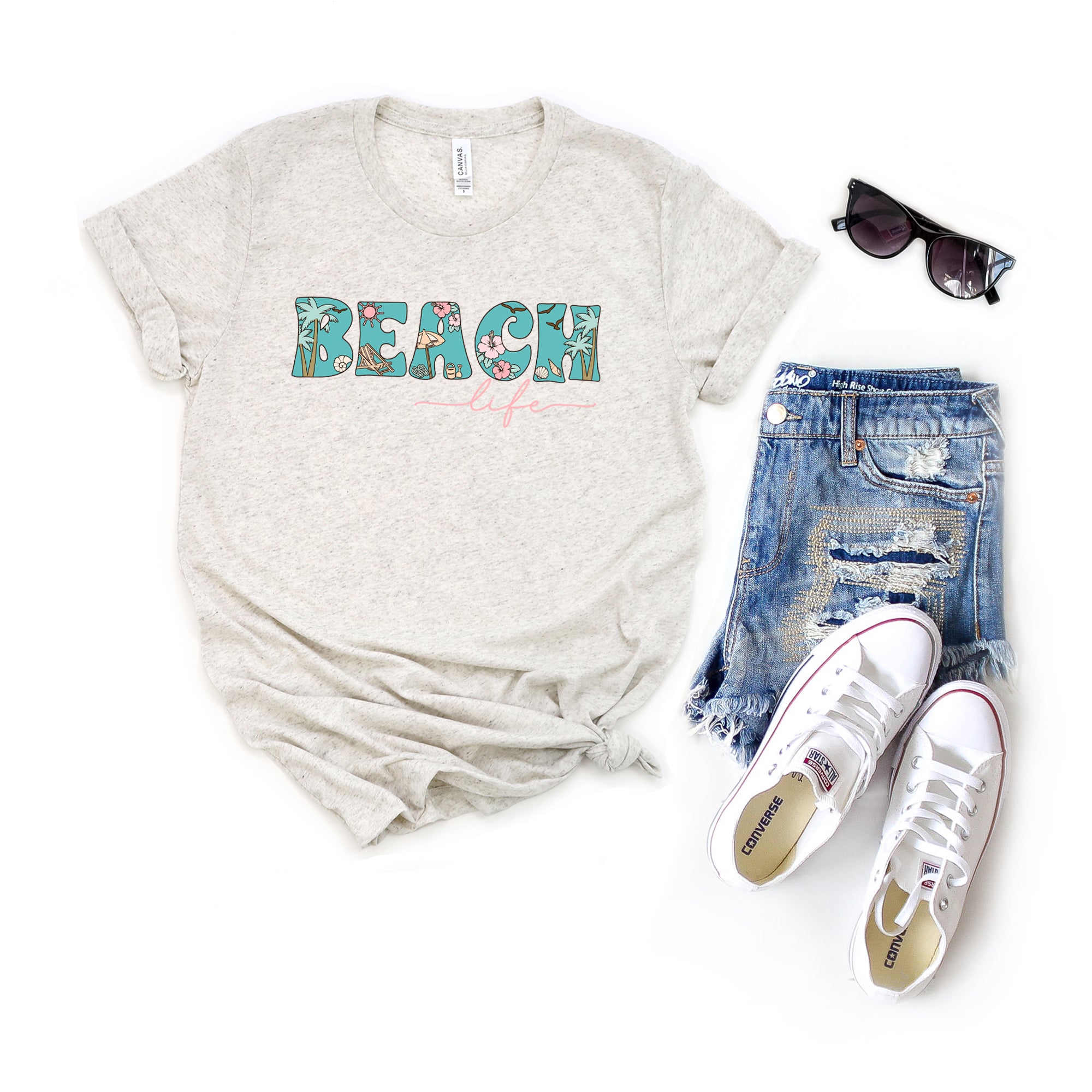 Beach Life Colorful | Short Sleeve Crew Neck