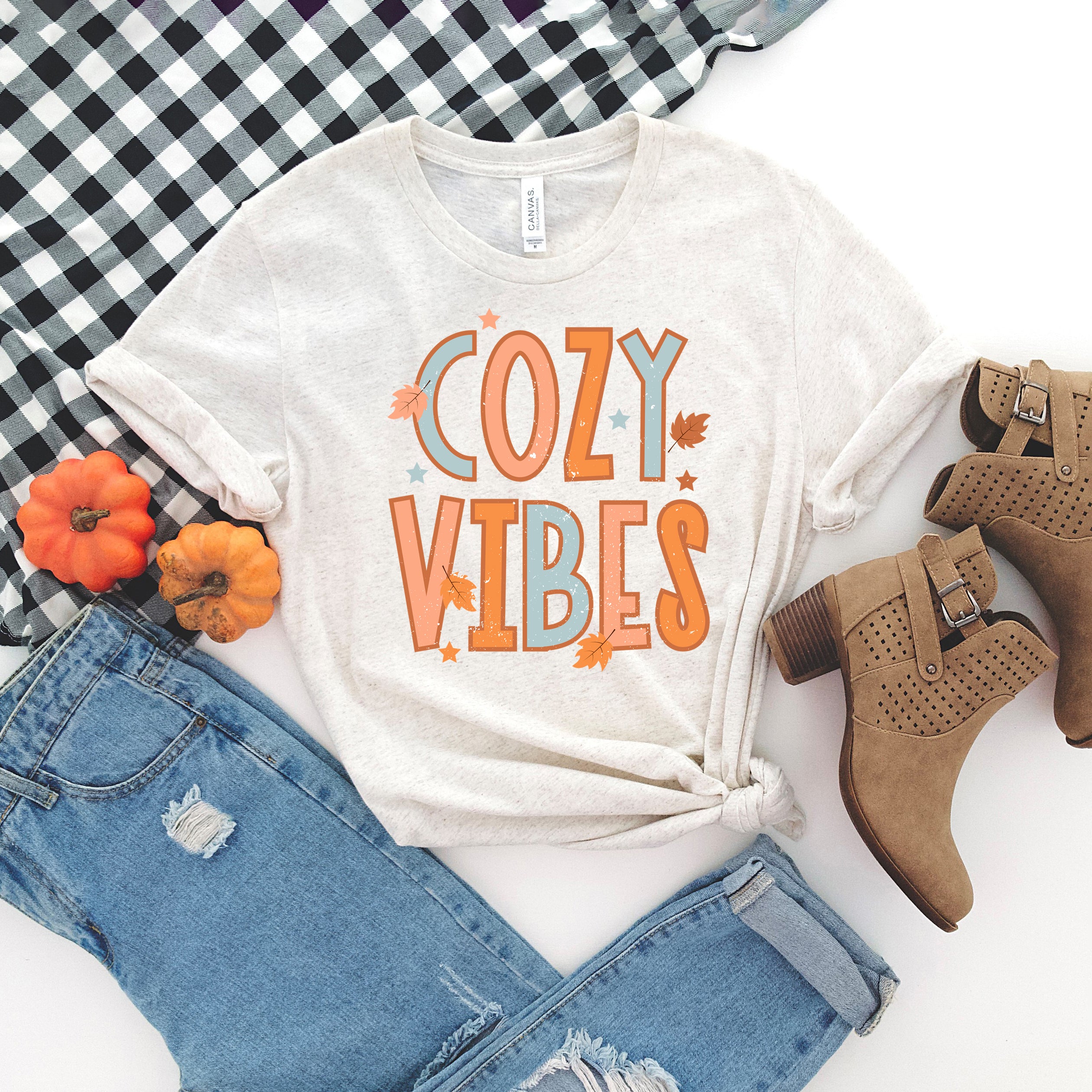 Cozy Vibes Distressed | Short Sleeve Crew Neck