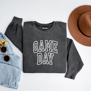 Embroidered Game Day Arched | Garment Dyed Sweatshirt