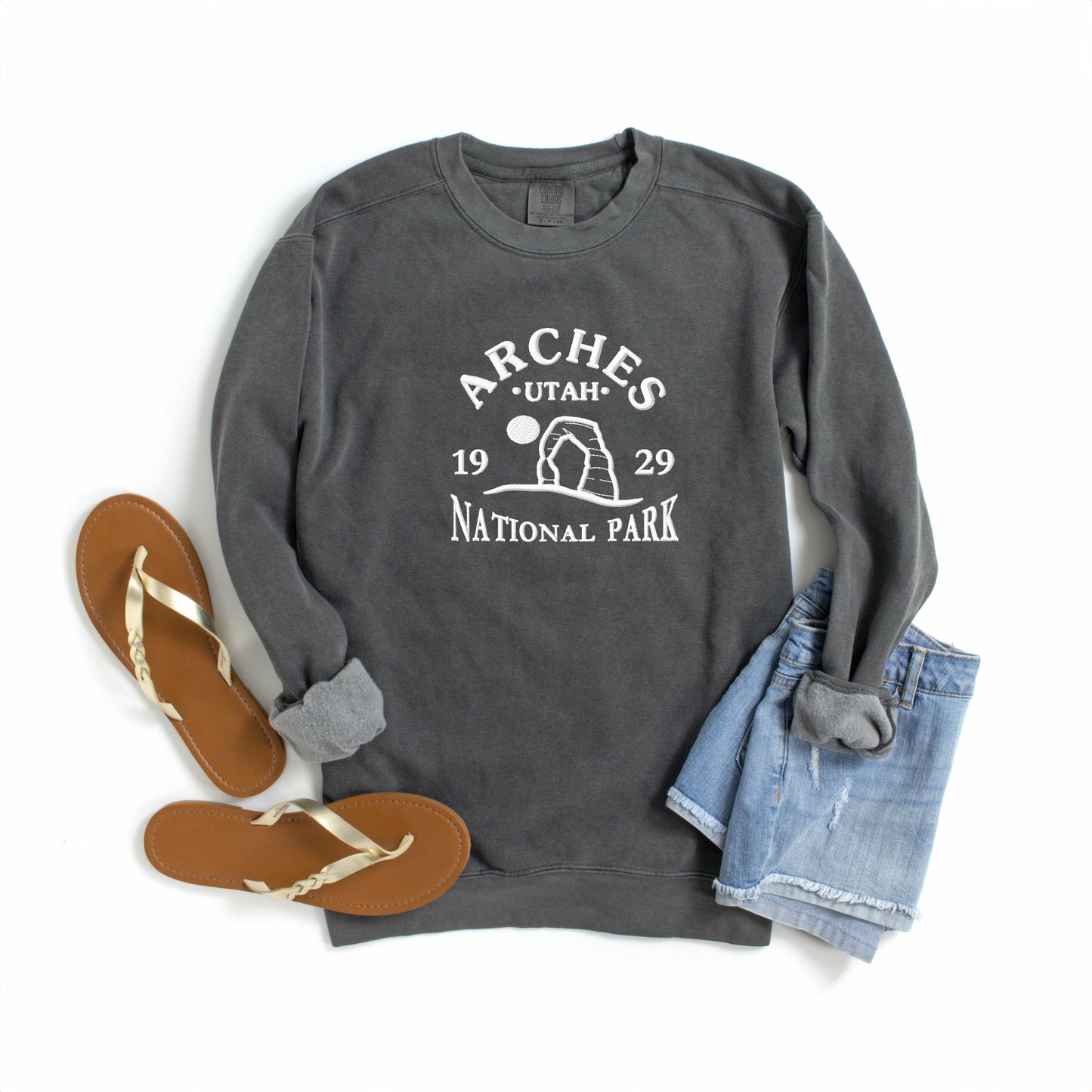 Embroidered Utah Arches | Garment Dyed Sweatshirt
