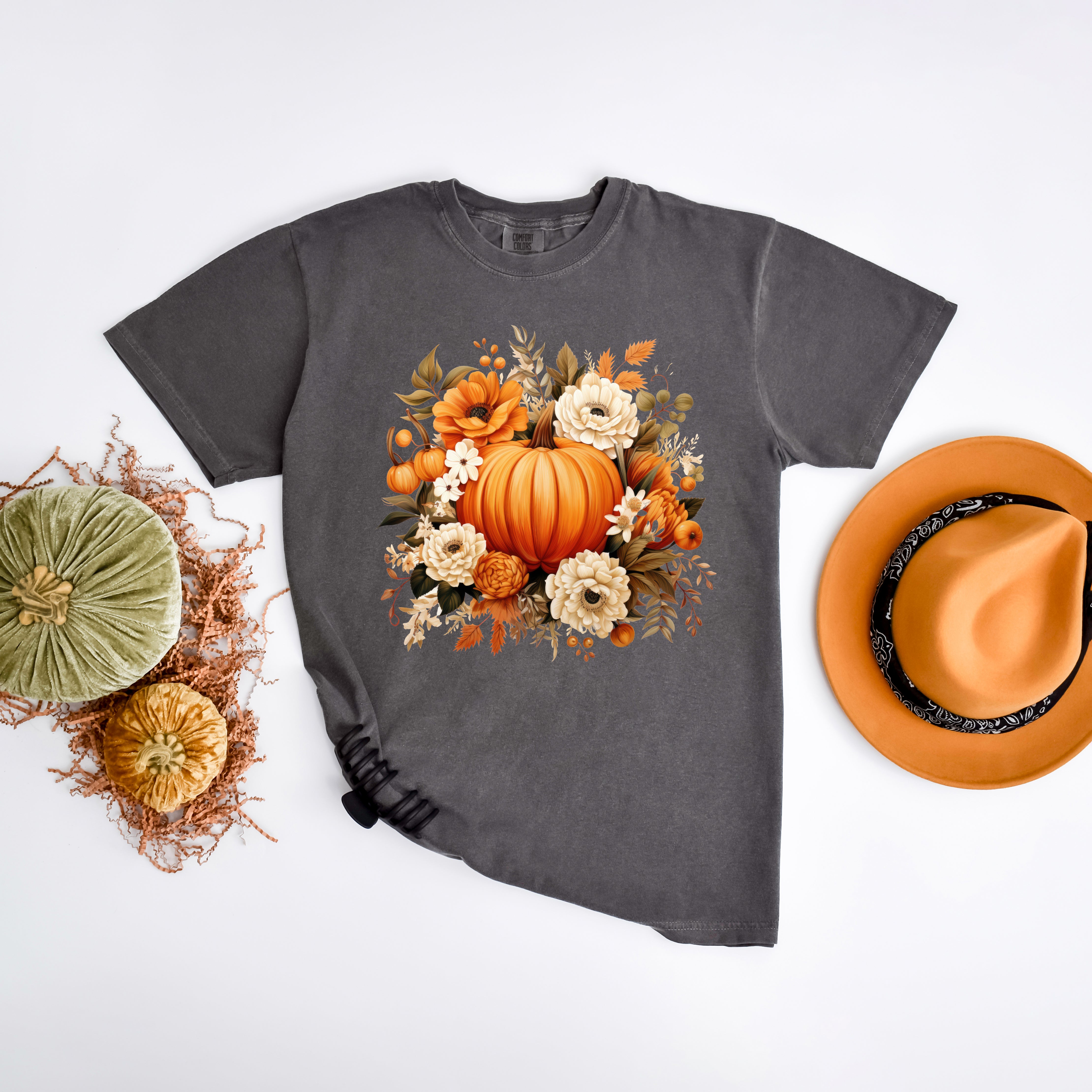 Pumpkin Floral Arrangement | Garment Dyed Tee