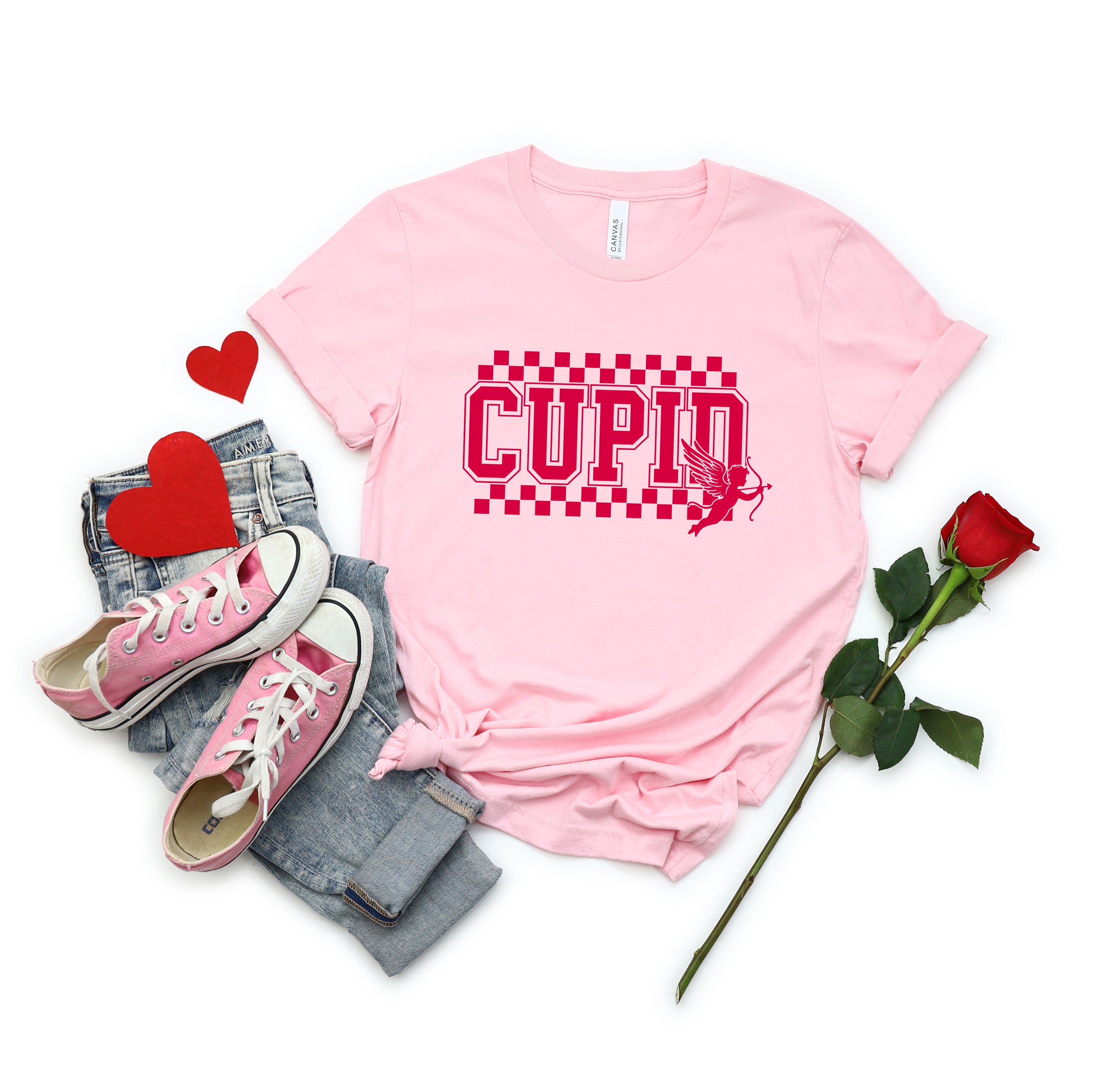 Cupid Varsity Checkered | Short Sleeve Crew Neck