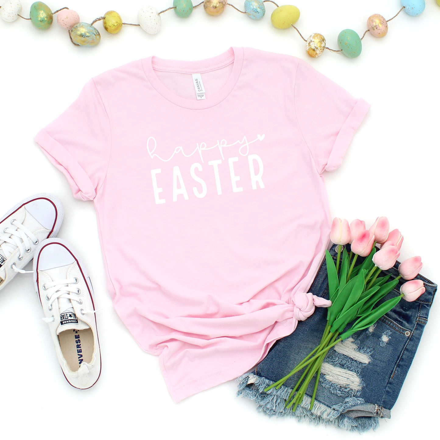 Happy Easter With Heart | Short Sleeve Graphic Tee