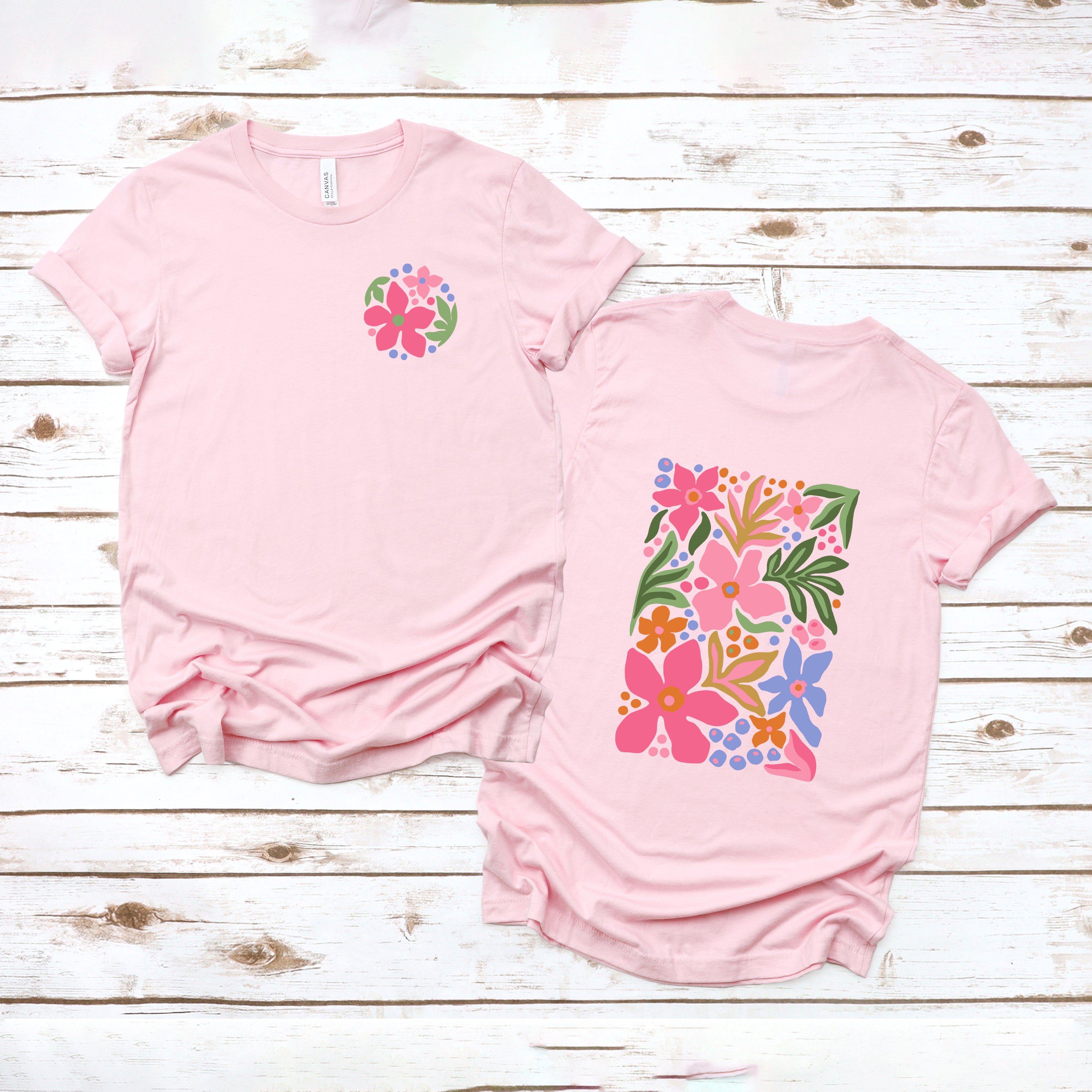 Pastel Flowers | Front & Back Short Sleeve Graphic Tee