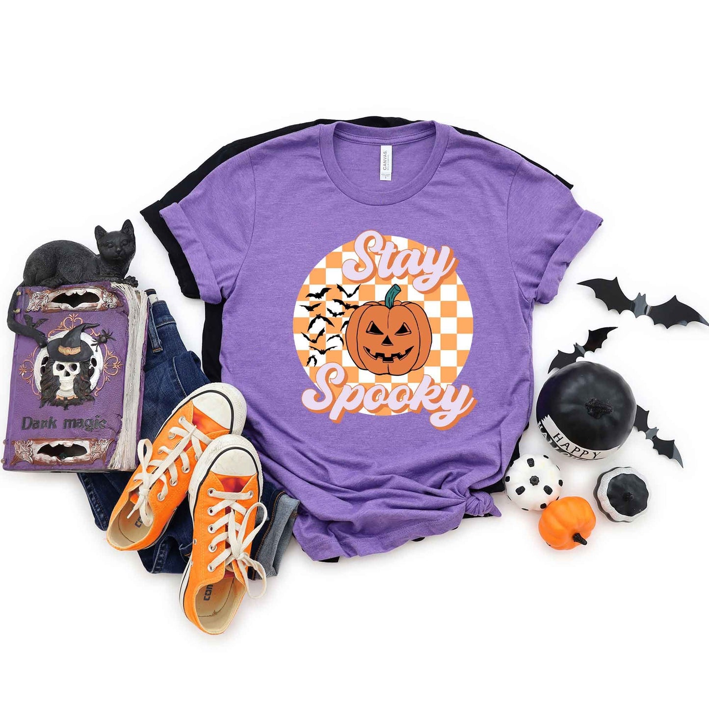Stay Spooky Bats Checkered | Short Sleeve Crew Neck