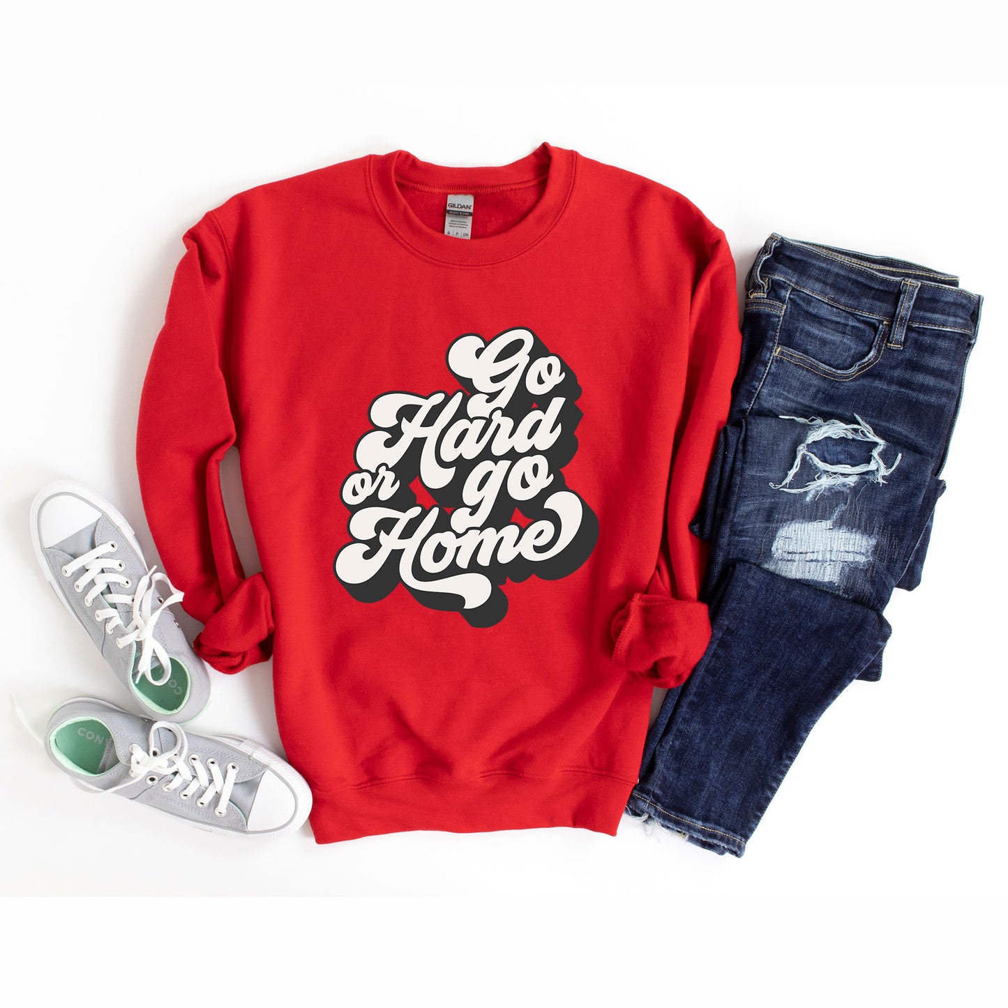 Retro Go Hard Or Go Home | Sweatshirt