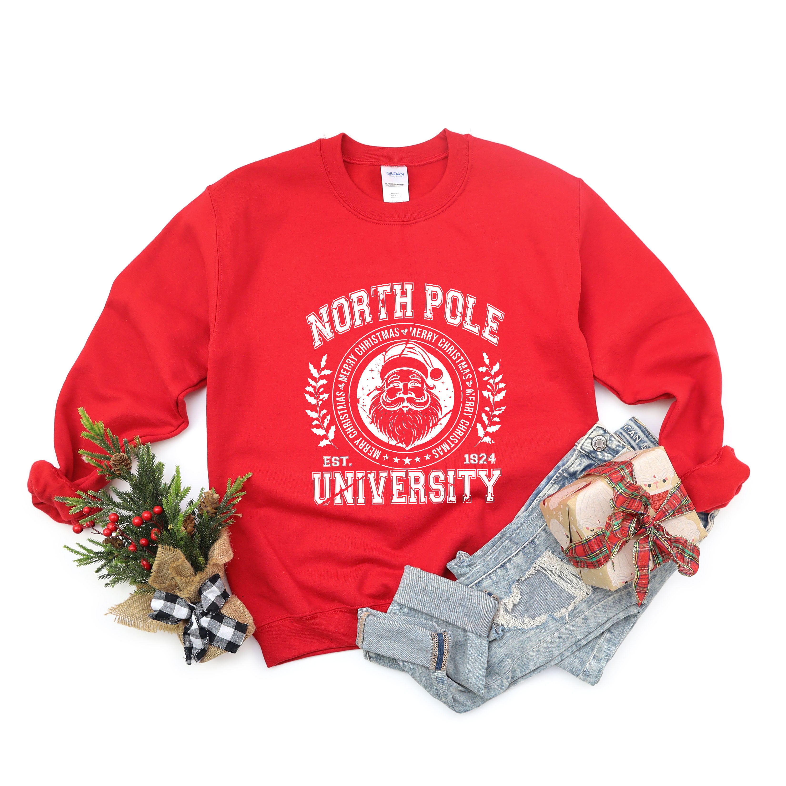 North Pole University Distressed | Sweatshirt