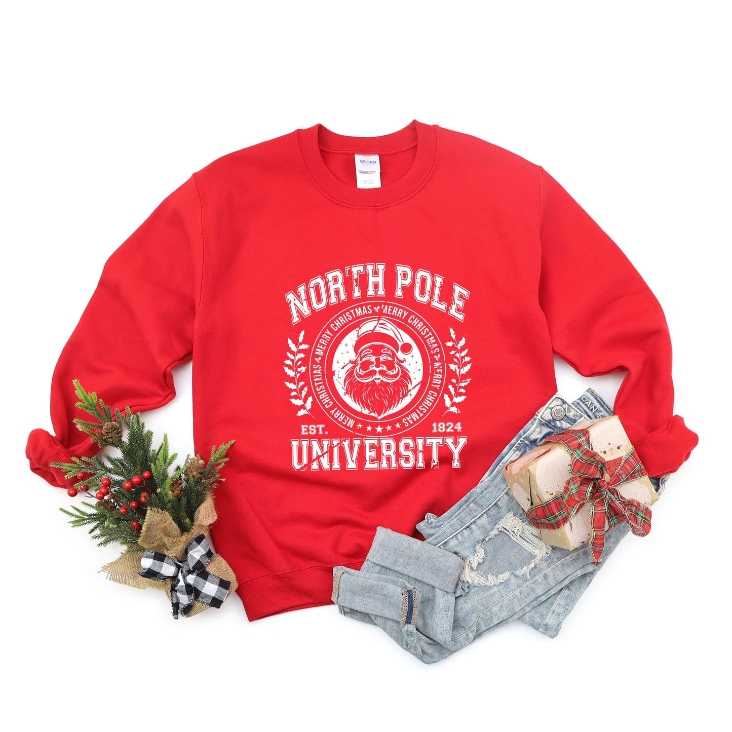 Clearance North Pole University Distressed | Sweatshirt