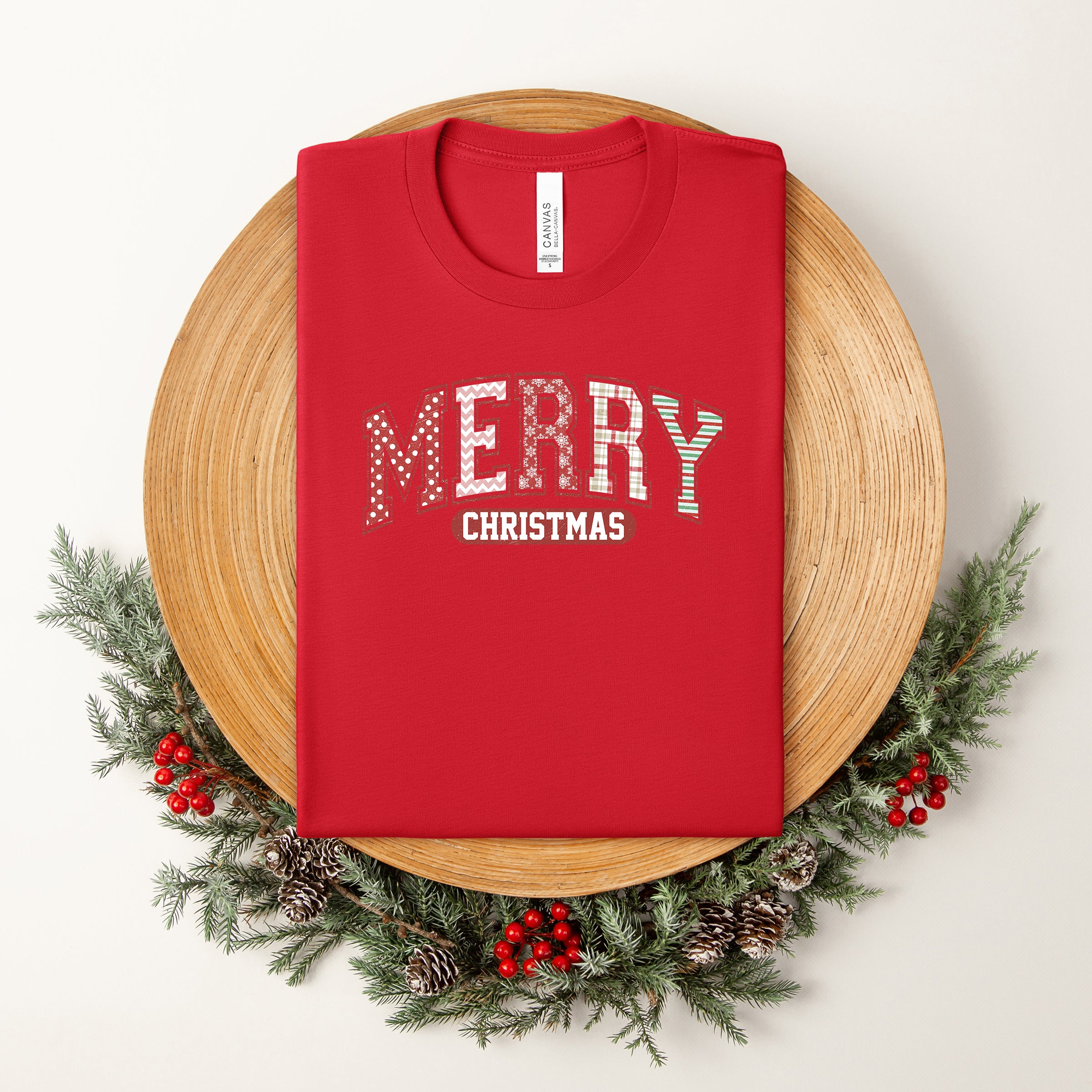Merry Christmas Varsity | Short Sleeve Crew Neck