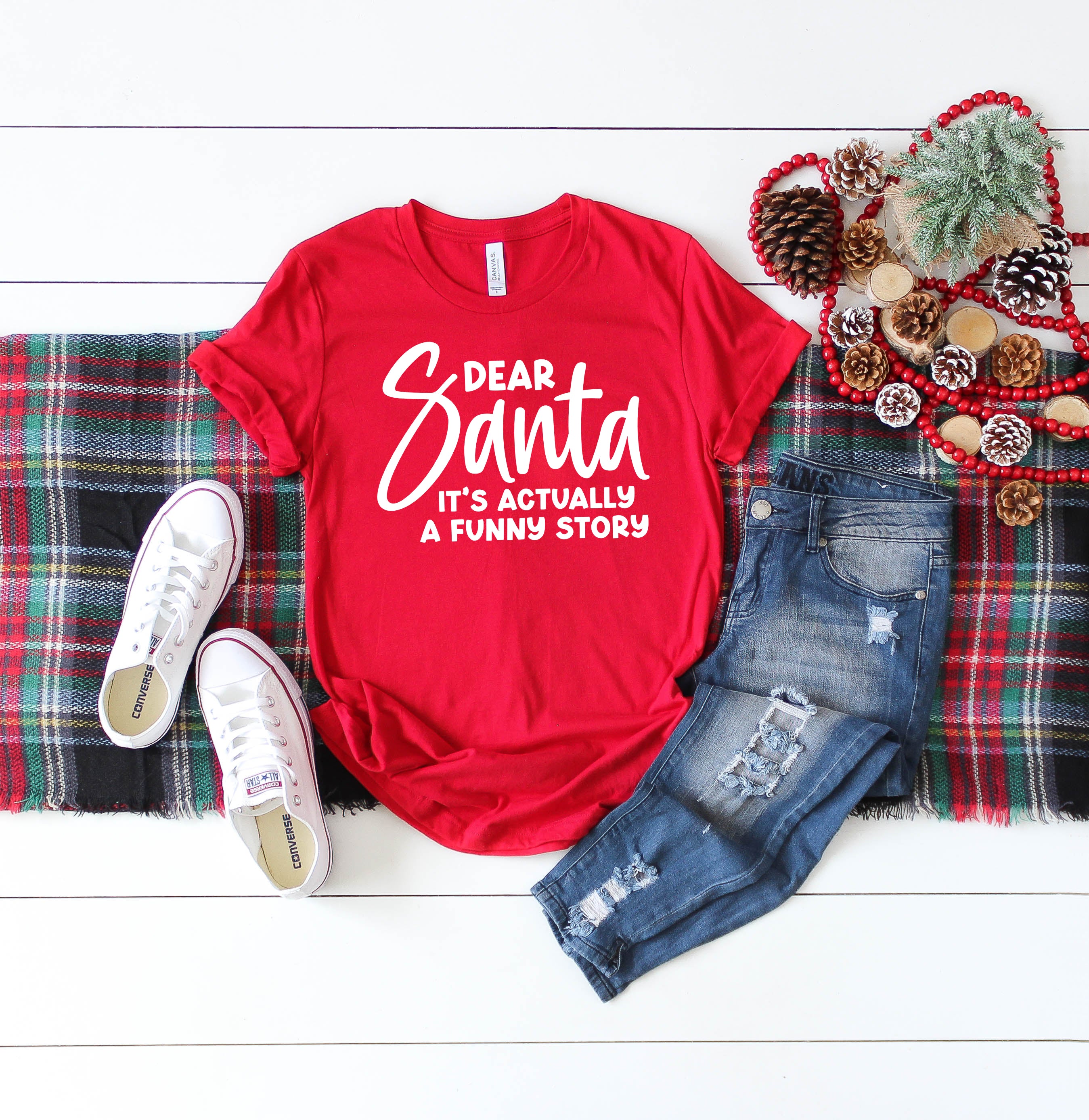 Dear Santa It's A Funny Story | Short Sleeve Crew Neck