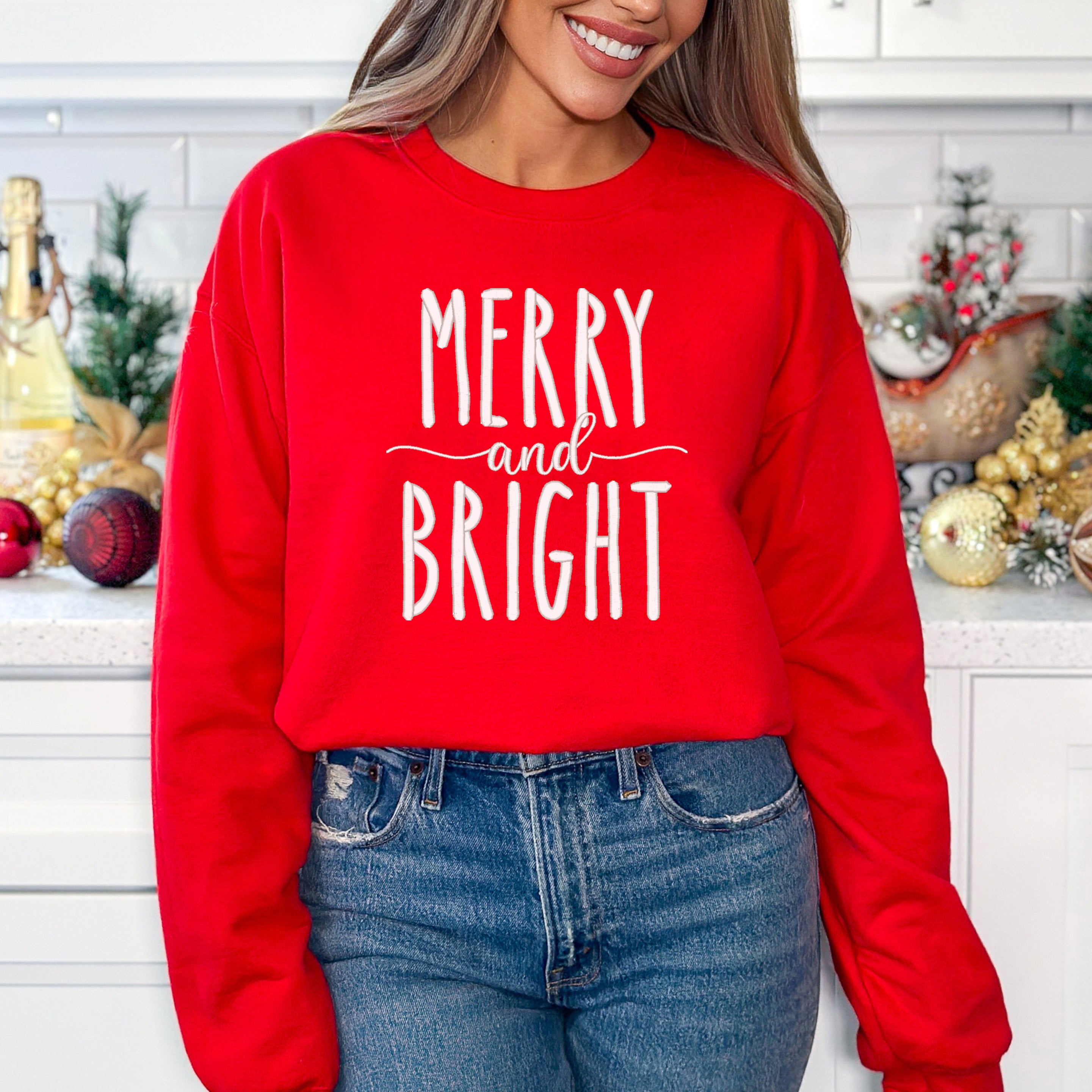 Embroidered Merry and Bright | Sweatshirt
