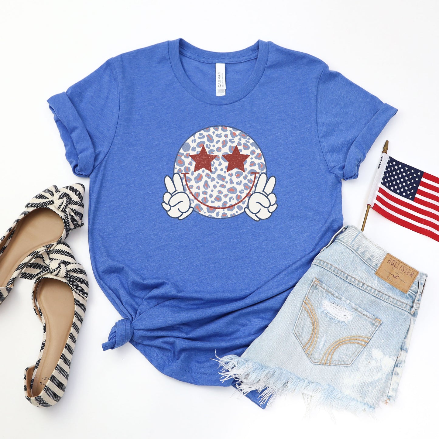 Leopard Smiley Peace Sign | Short Sleeve Graphic Tee