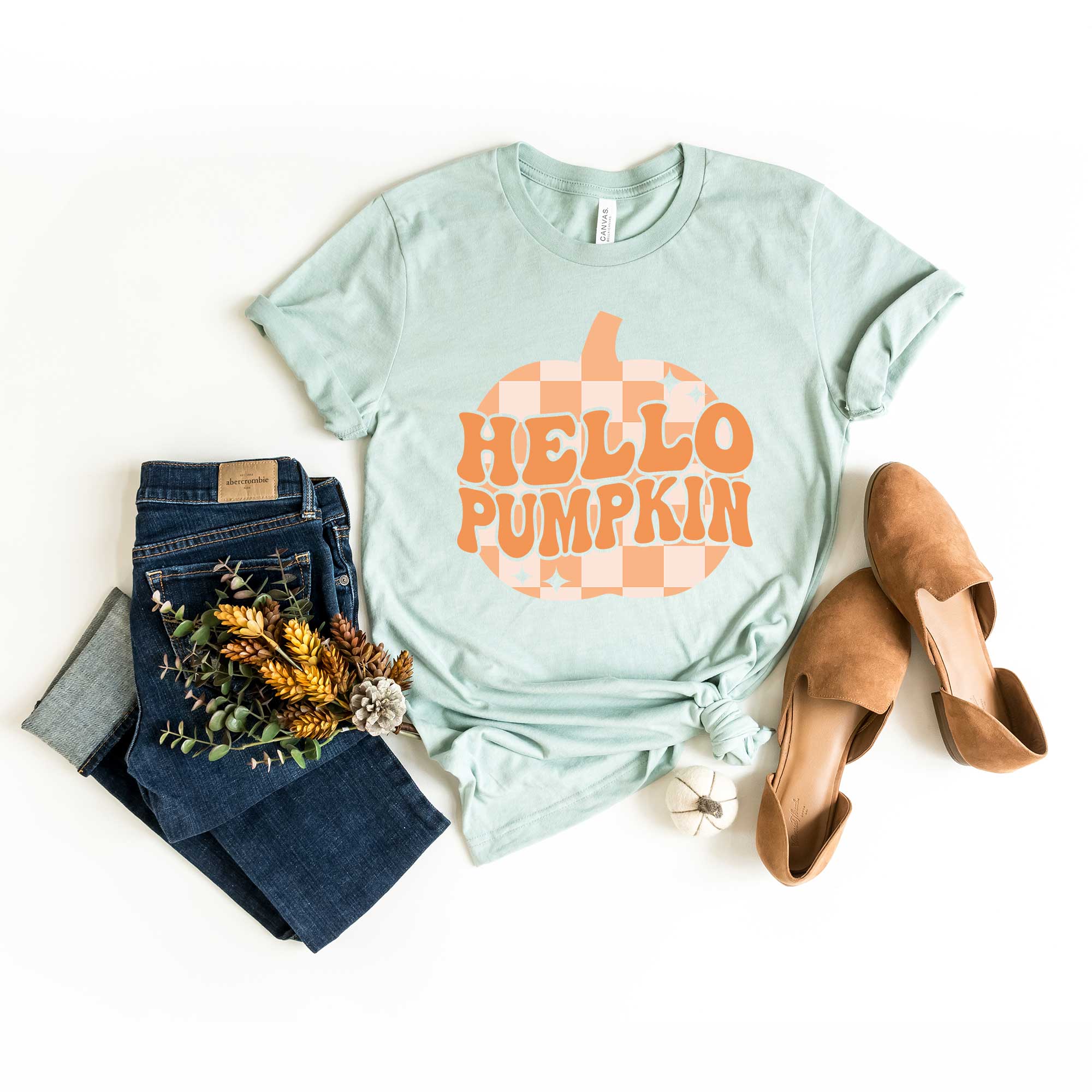 Hello Pumpkin Sparkles | Short Sleeve Crew Neck