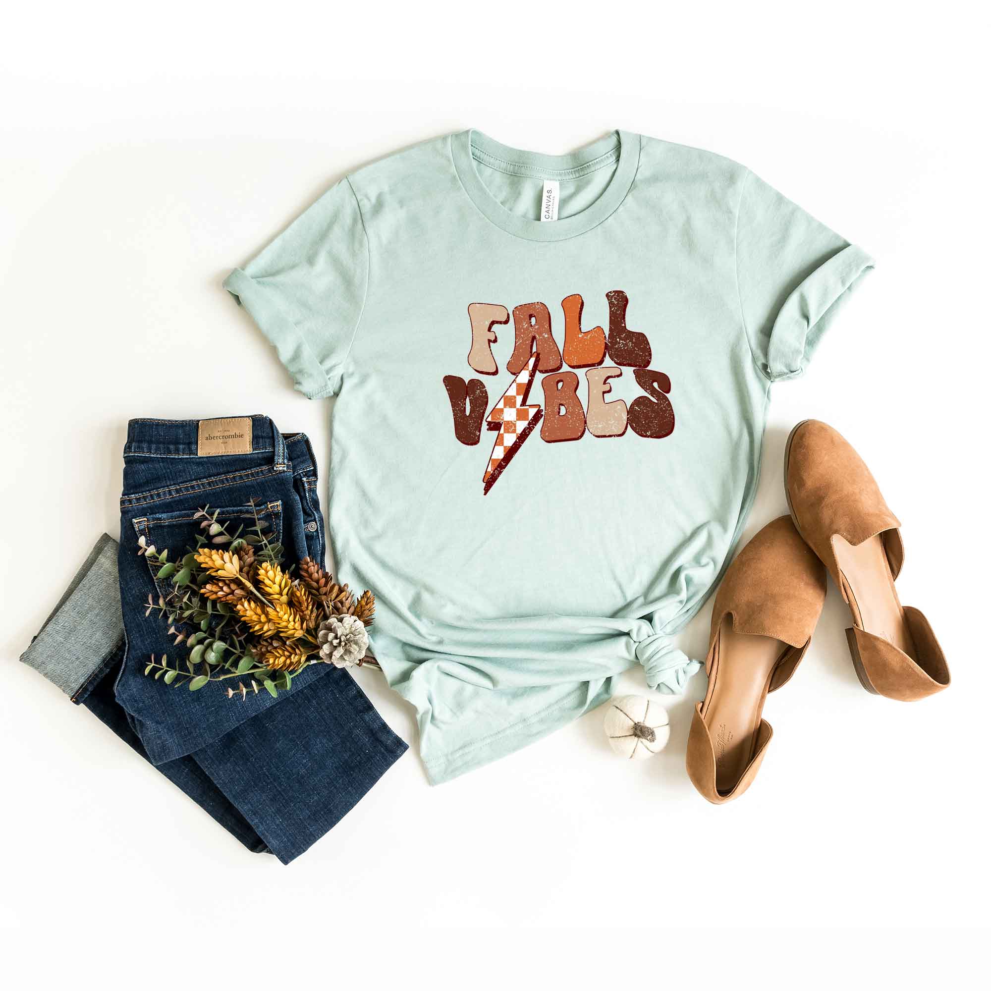 Retro Fall Vibes Wavy | Short Sleeve Crew Neck