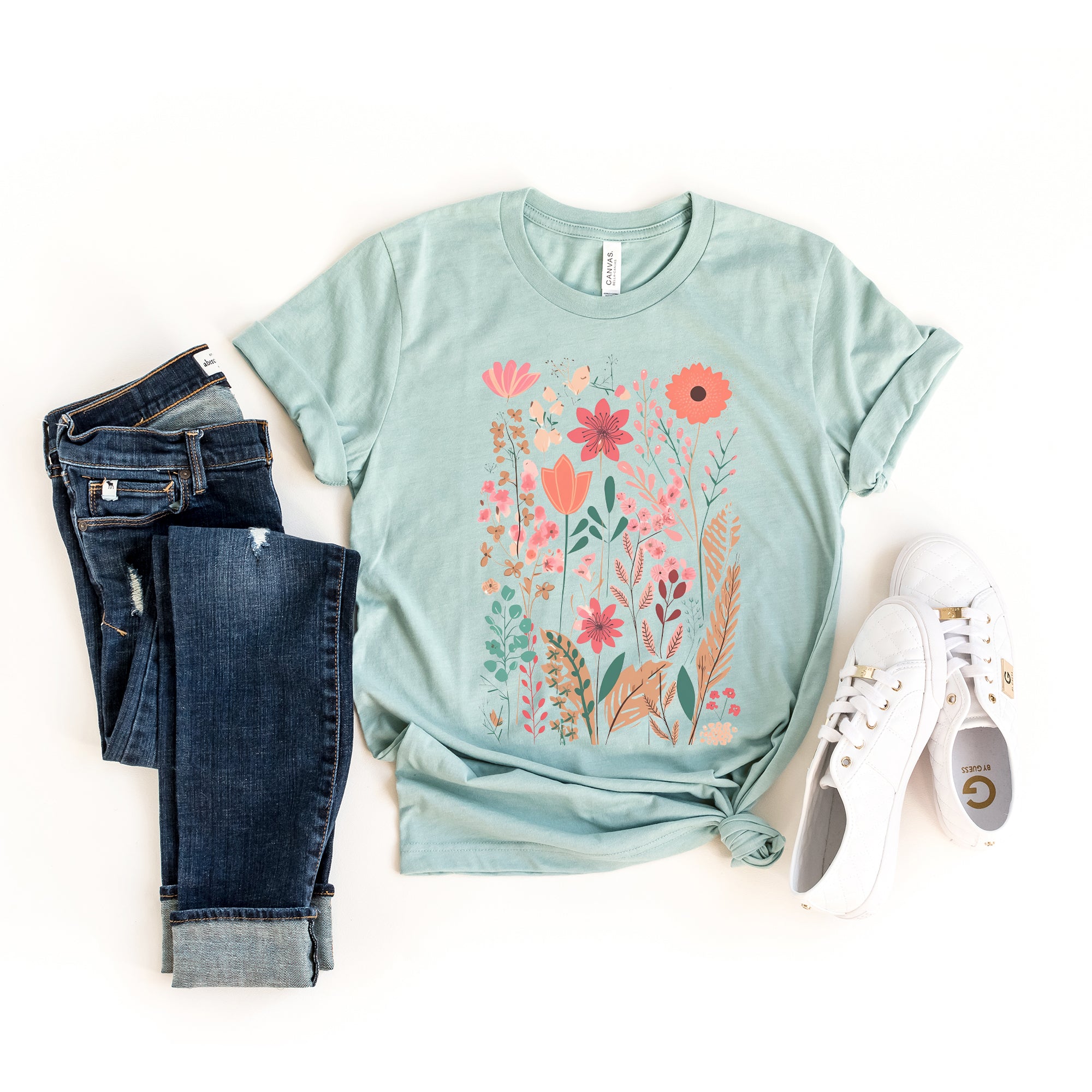 Pastel Wildflowers | Short Sleeve Crew Neck