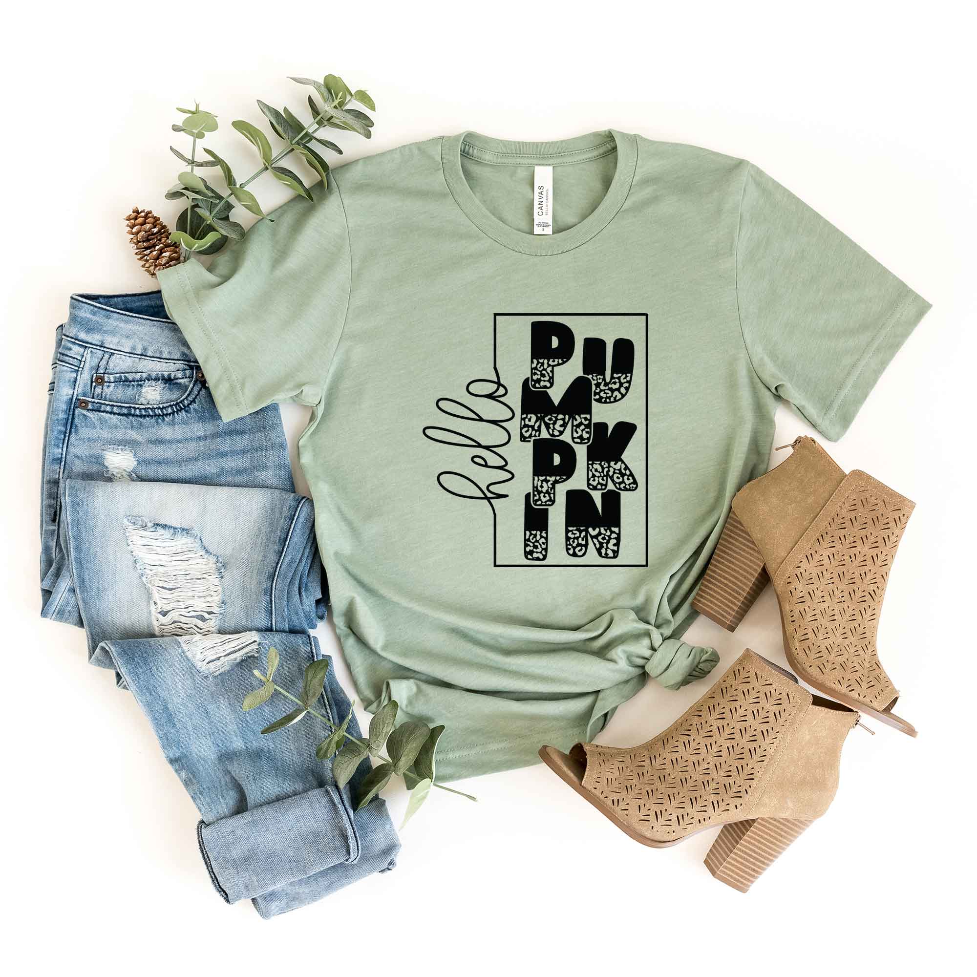 Hello Pumpkin Square | Short Sleeve Crew Neck