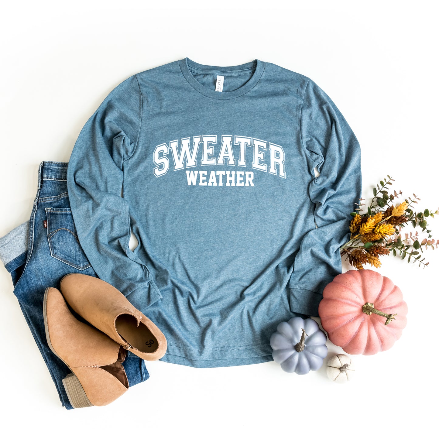 Sweater Weather Distressed | Long Sleeve Crew Neck