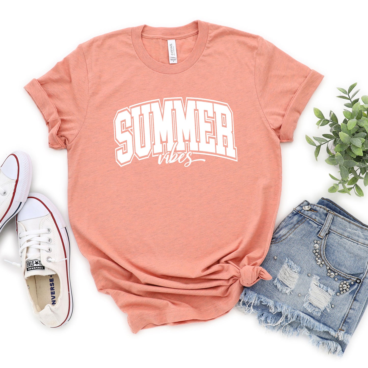 Varsity Summer Vibes Cursive | Short Sleeve Graphic Tee