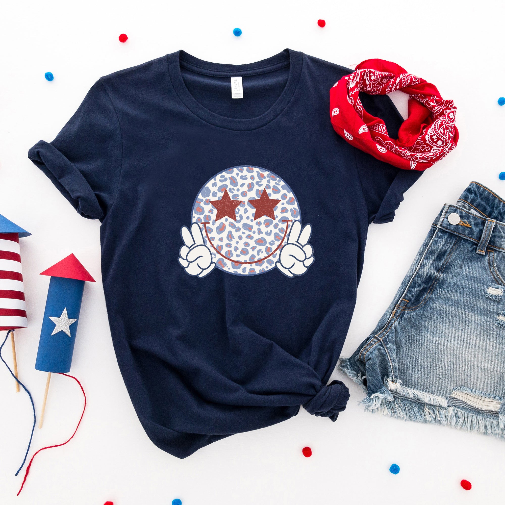 Leopard Peace Sign Flowers | Short Sleeve Graphic Tee