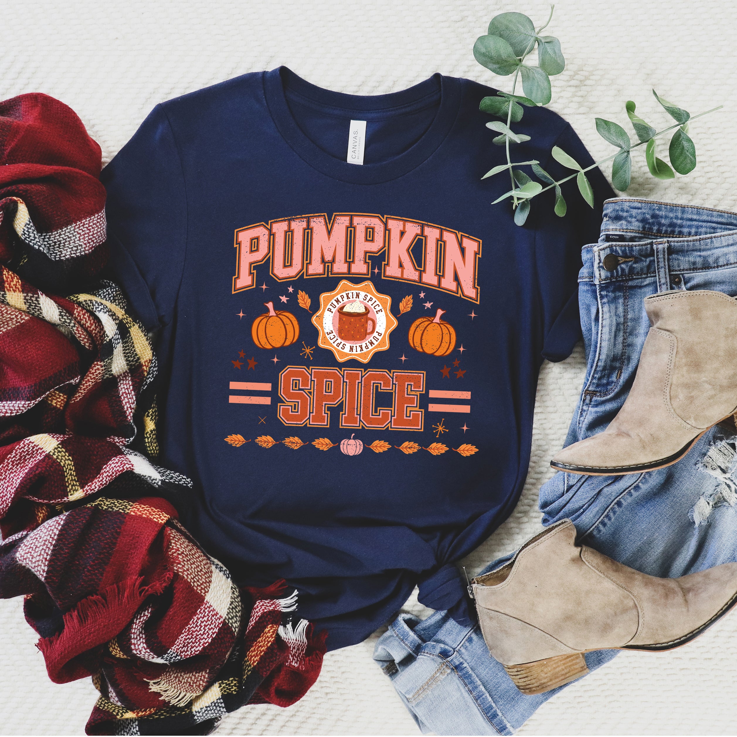 Pumpkin Spice Stripes | Short Sleeve Crew Neck
