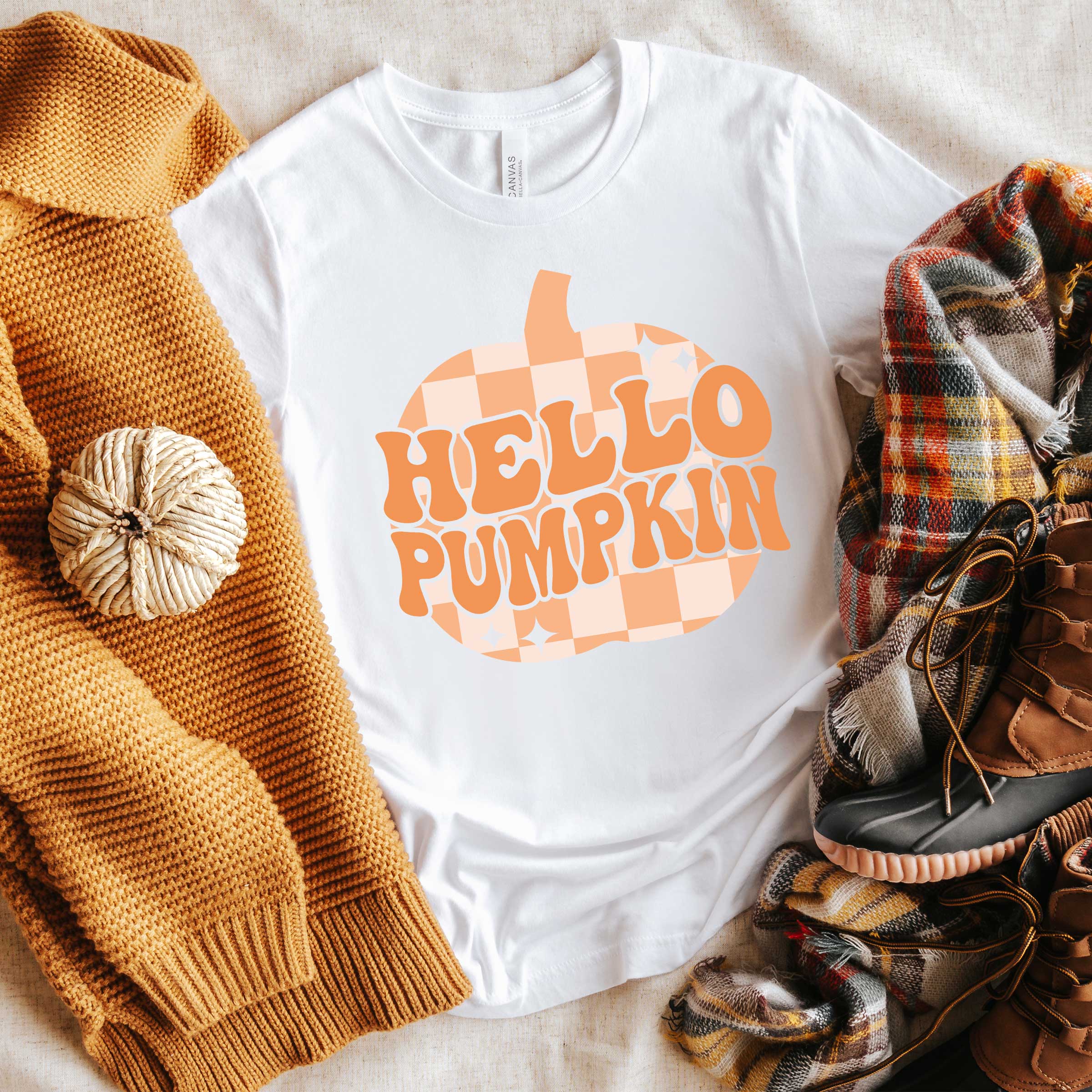 Hello Pumpkin Sparkles | Short Sleeve Crew Neck