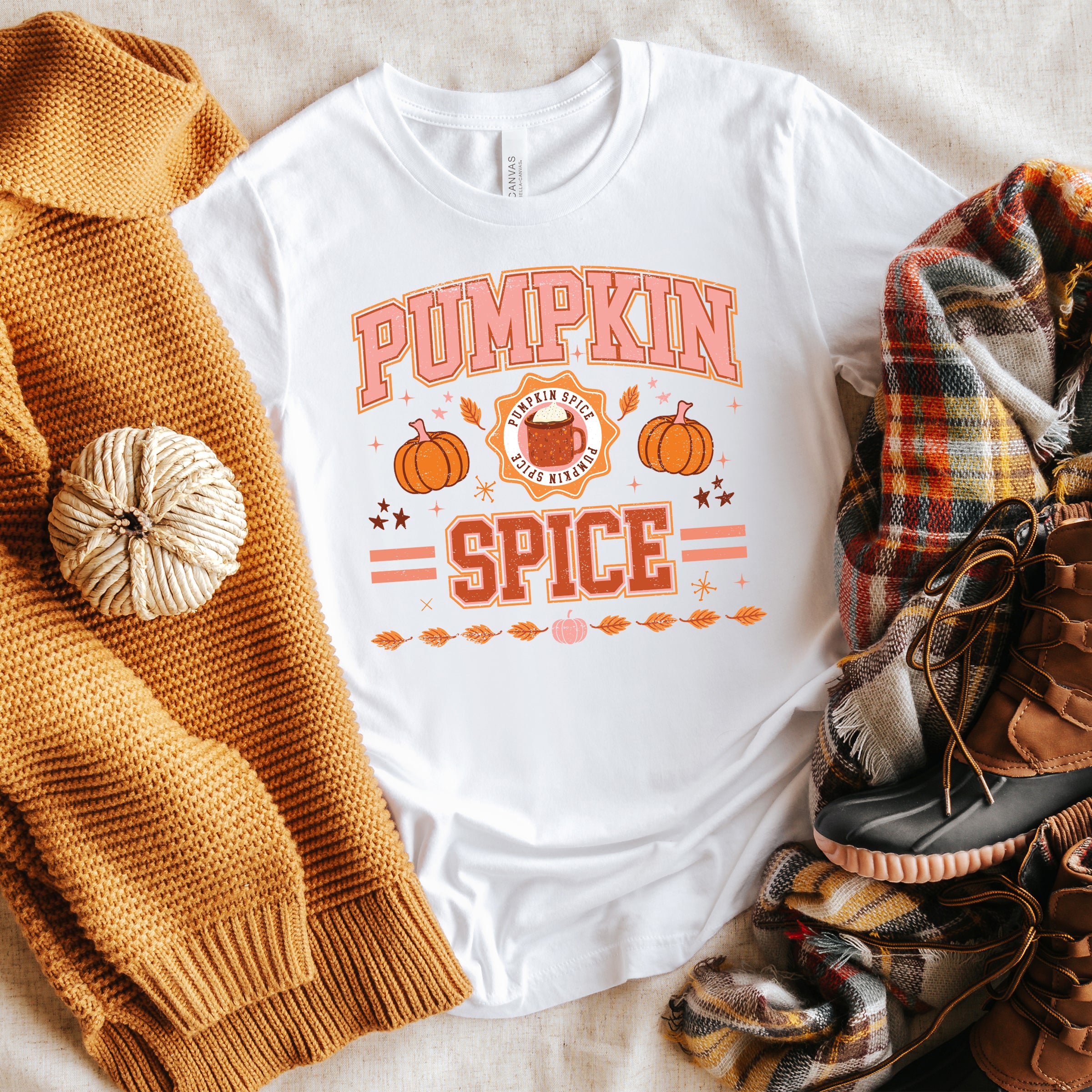 Pumpkin Spice Stripes | Short Sleeve Crew Neck