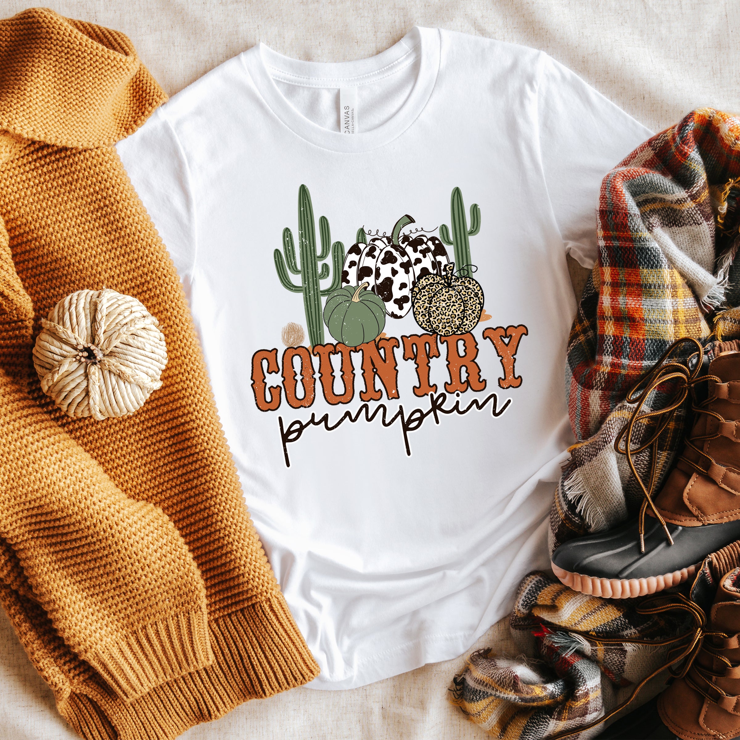 Country Pumpkin Cactus | Short Sleeve Crew Neck