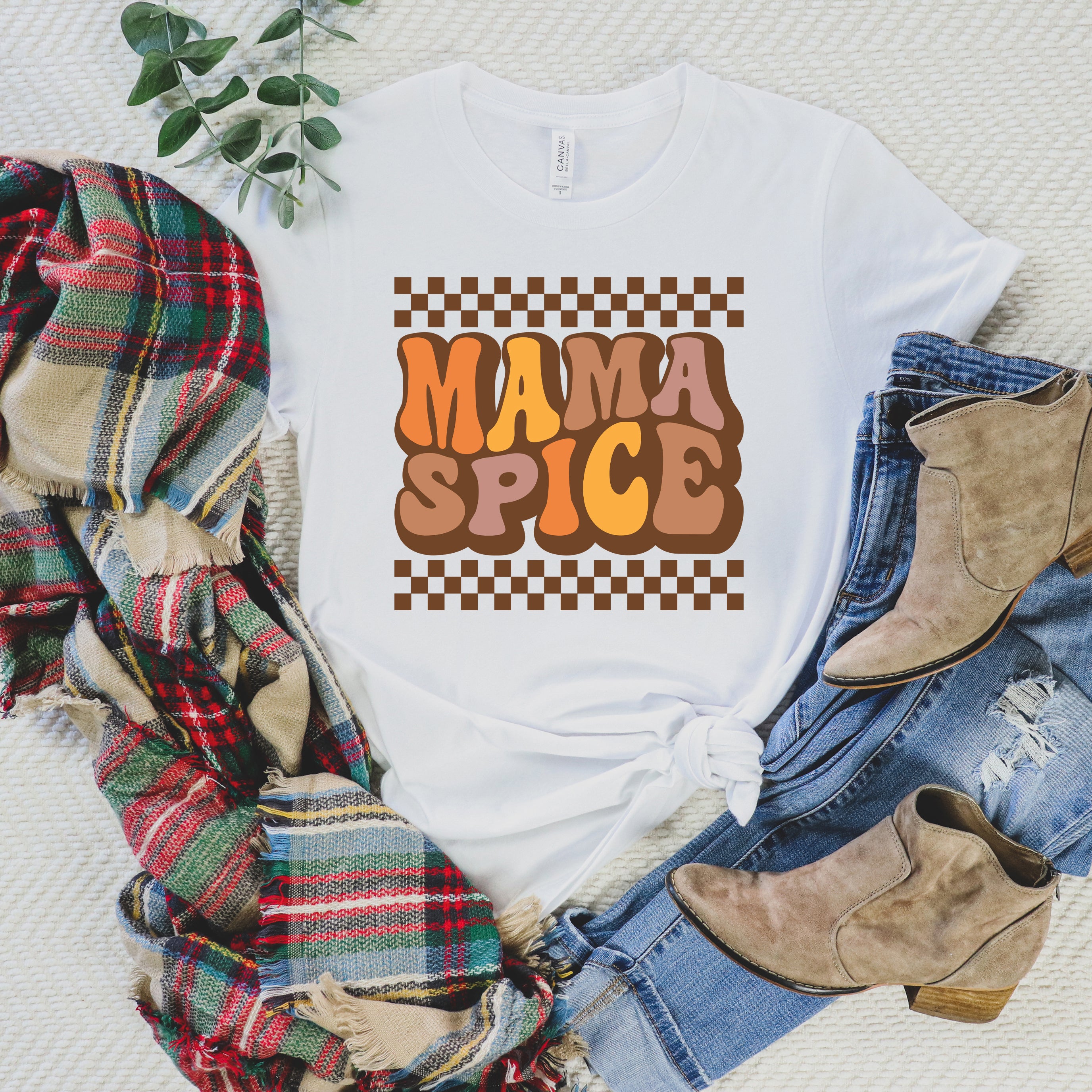 Mama Spice Checkered | Short Sleeve Crew Neck