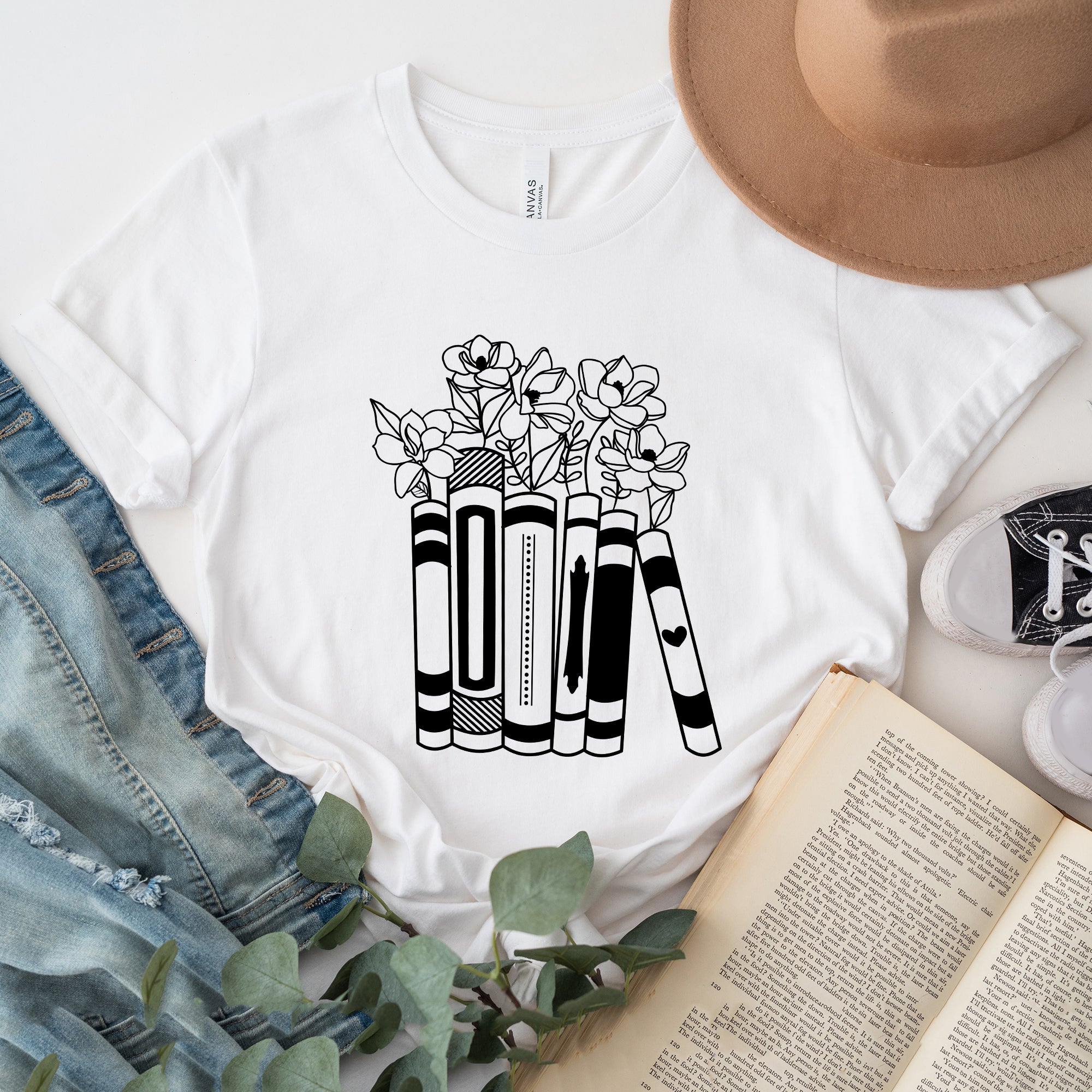 Floral Books | Short Sleeve Graphic Tee