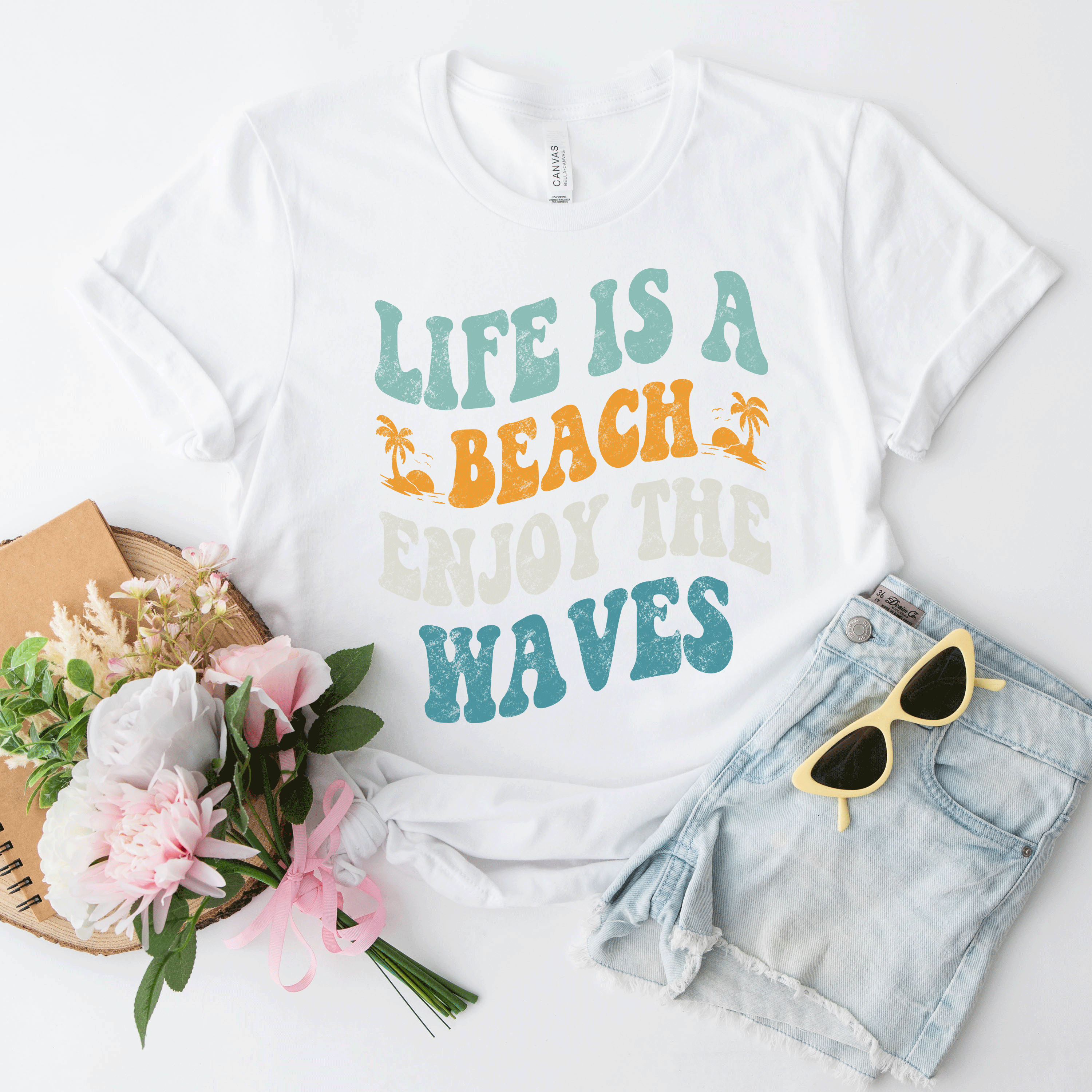 Enjoy The Waves Distressed | Short Sleeve Crew Neck