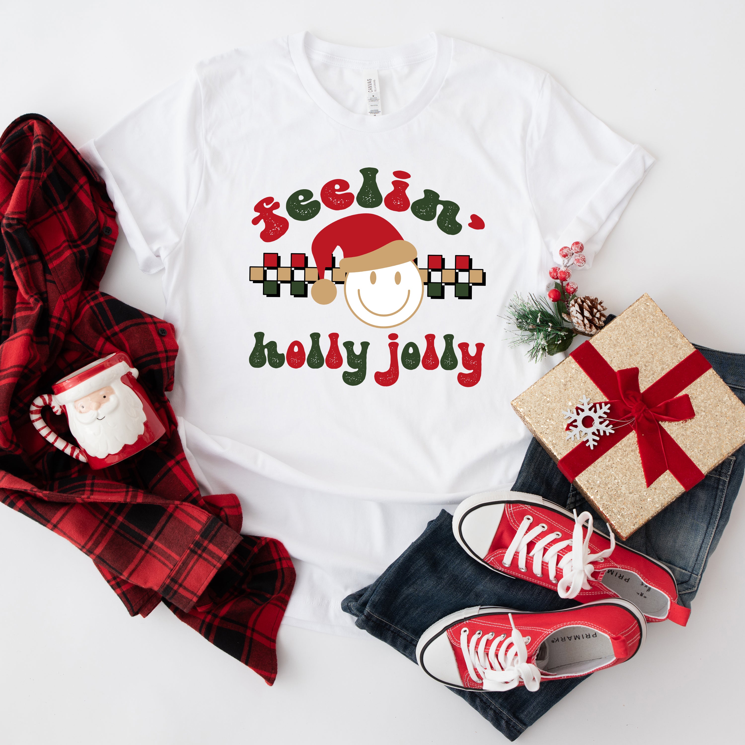 Feelin' Holly Jolly | Short Sleeve Crew Neck