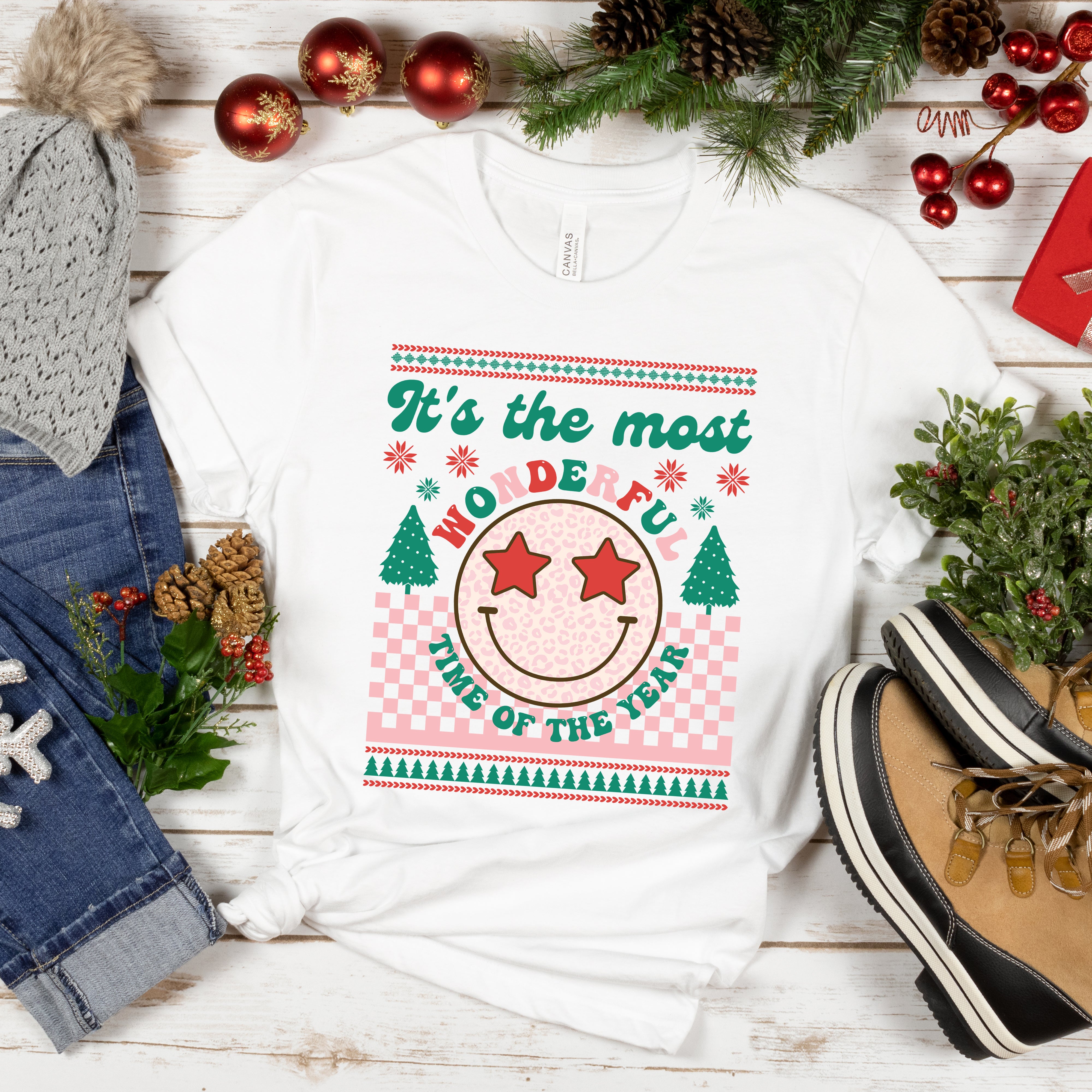 The Most Wonderful Time Smiley | Short Sleeve Crew Neck