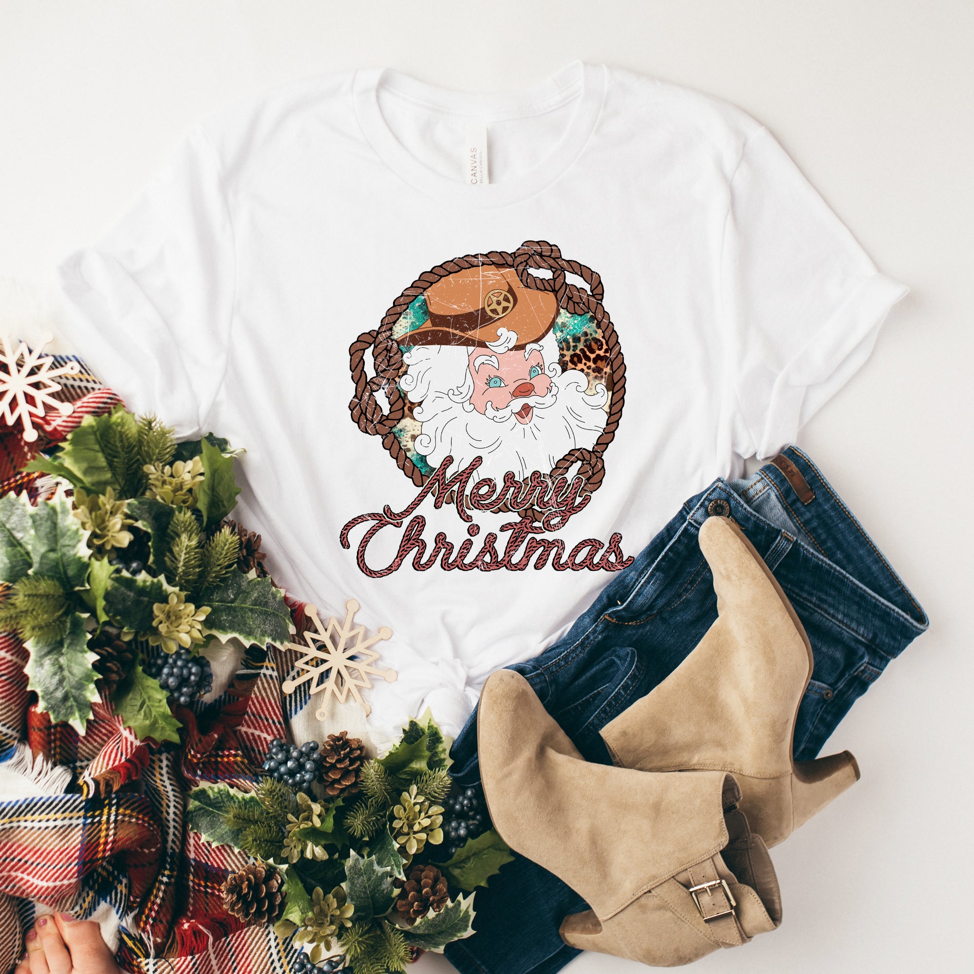 Western Santa | Short Sleeve Crew Neck