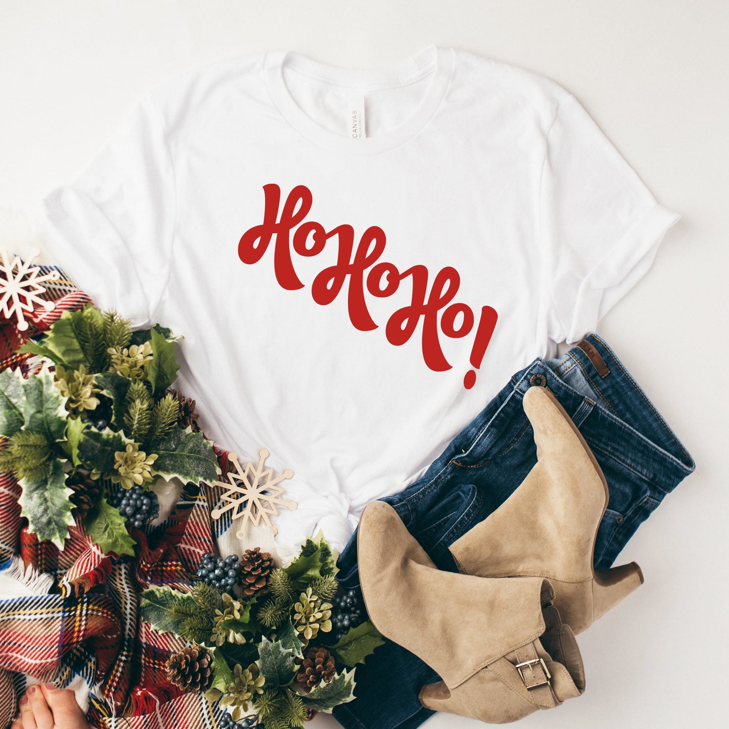 Diagonal Ho Ho Ho | Short Sleeve Crew Neck