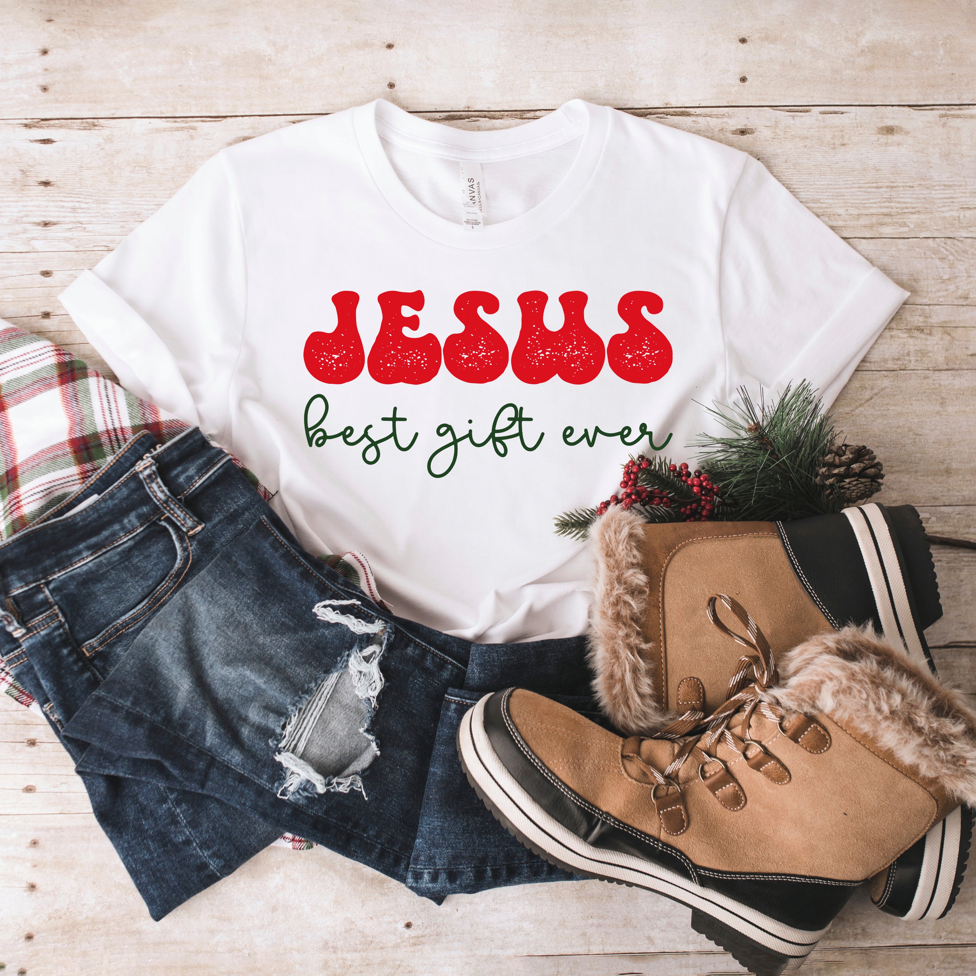 Jesus Best Gift Ever Cursive | Short Sleeve Crew Neck