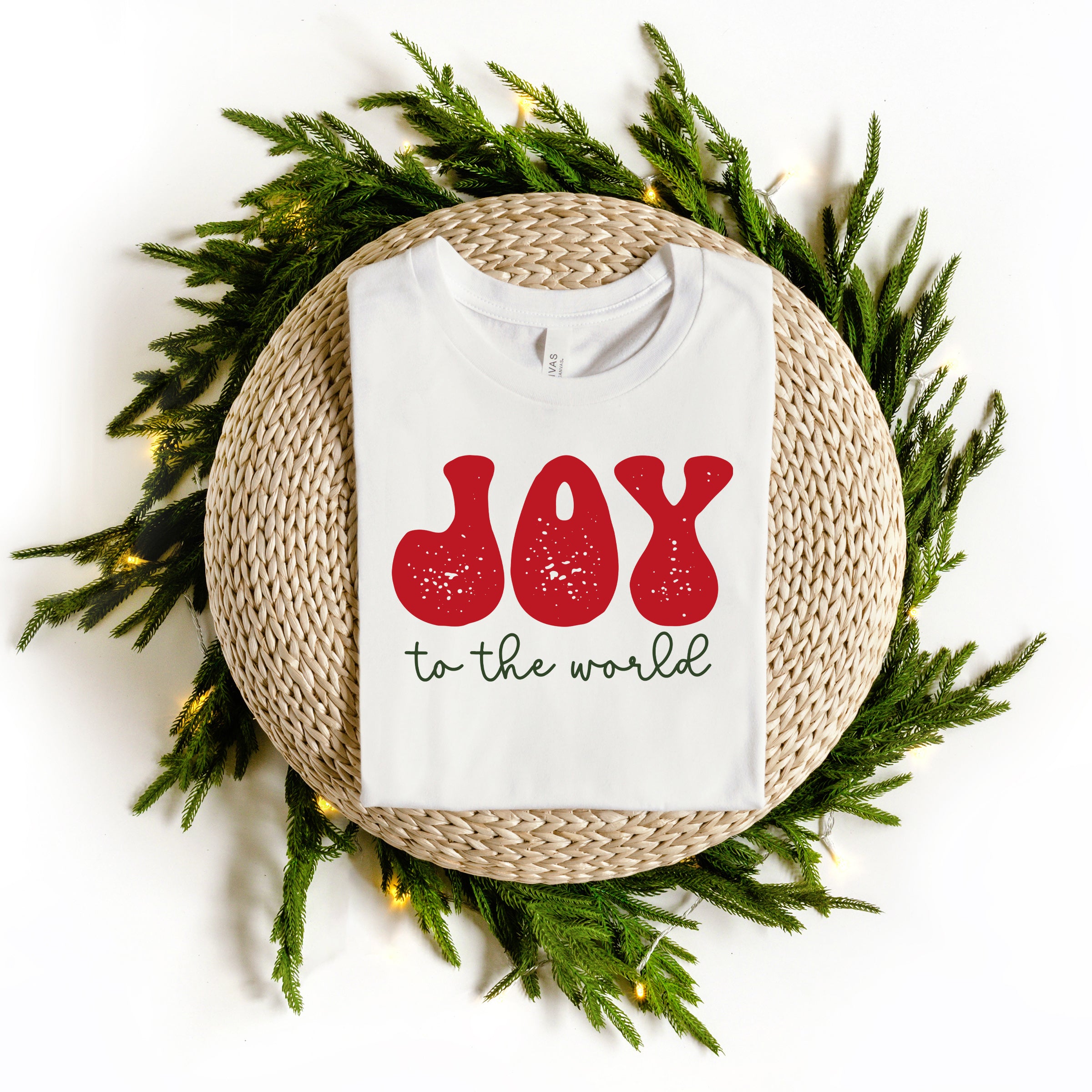 Joy To The World Cursive | Short Sleeve Crew Neck