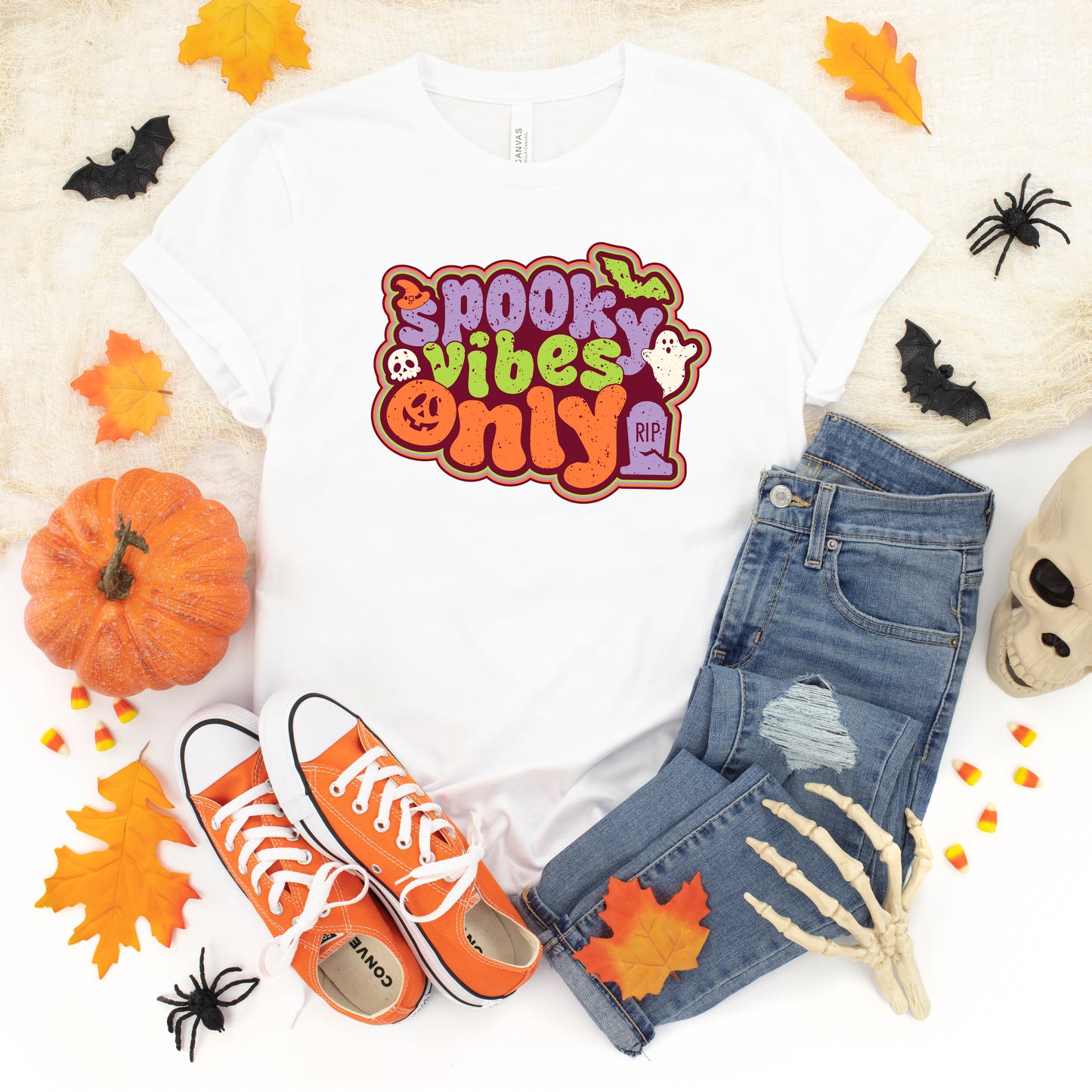 Spooky Vibes Only Retro | Short Sleeve Crew Neck