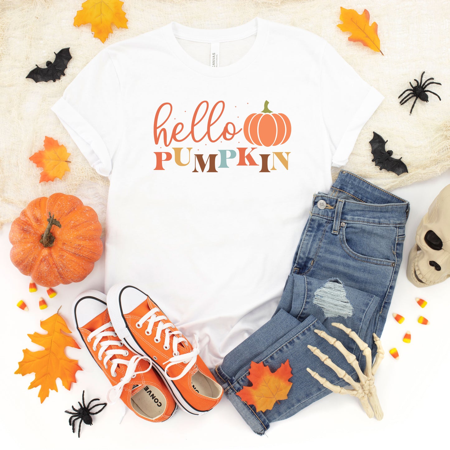 Cursive Hello Pumpkin | Short Sleeve Crew Neck